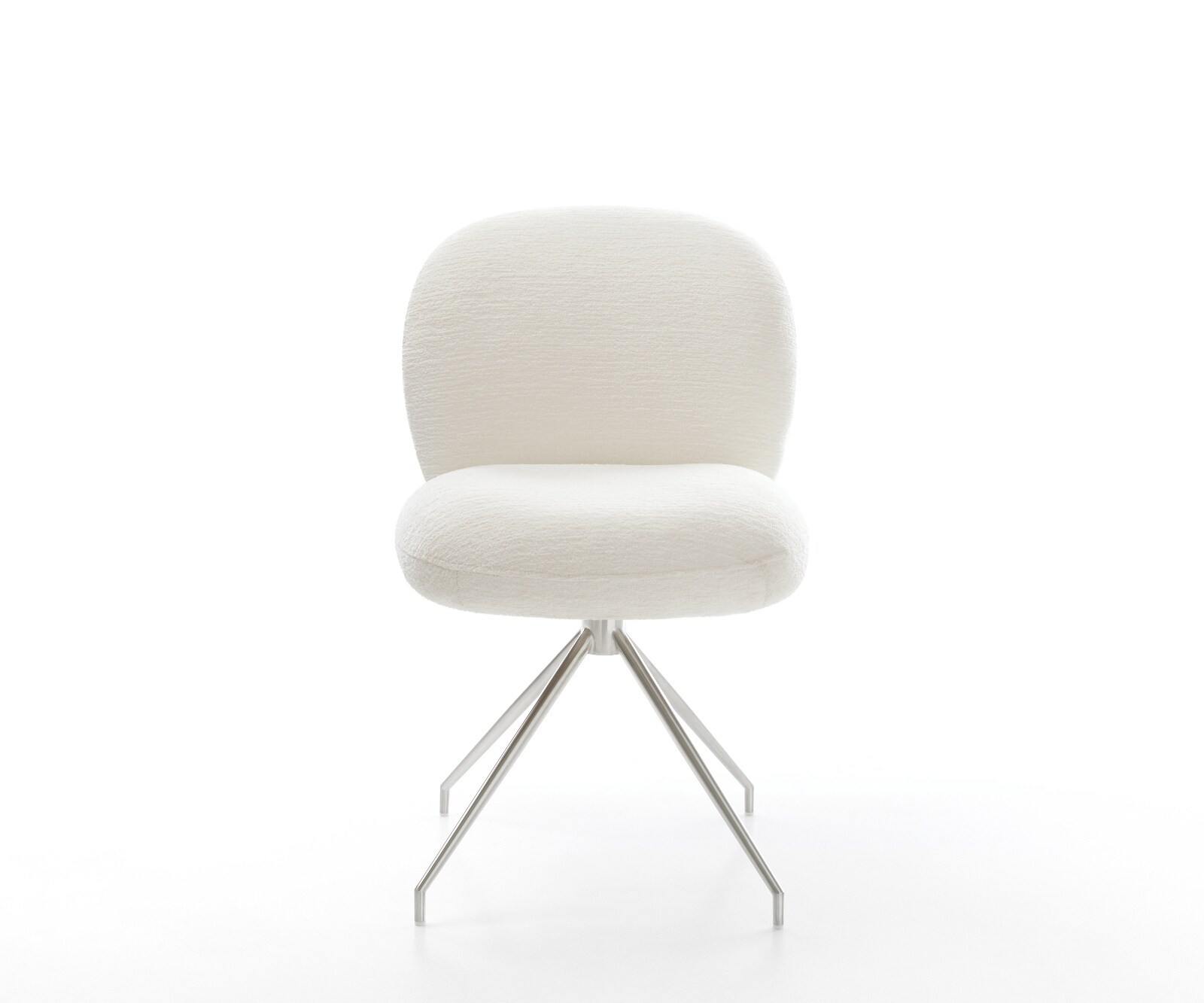 Eetkamerstoel Nube-Flex bouclé zacht beige kruisframe conisch roestvrij staal pocketveer kern 2