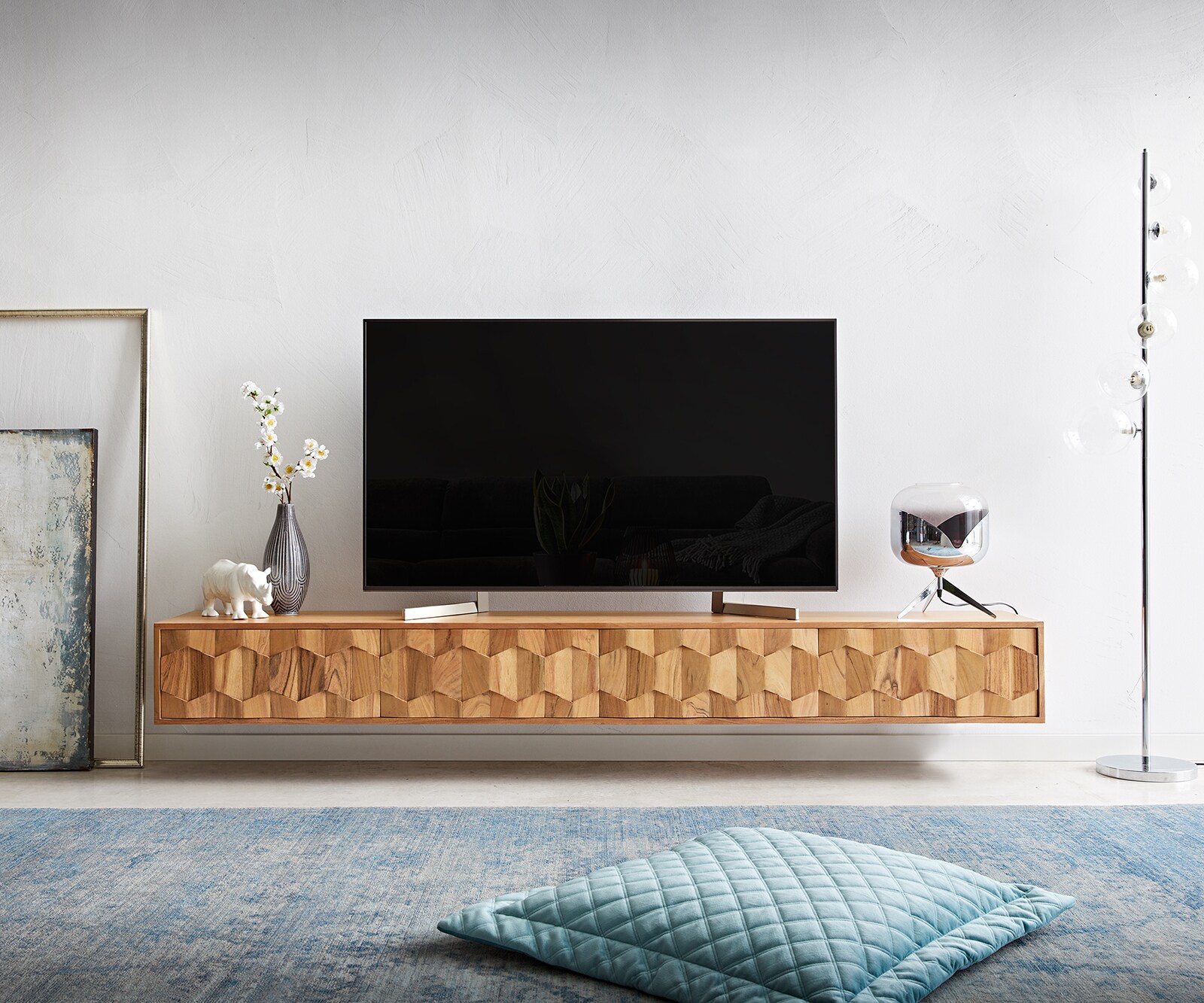 Tv-meubel Fevo 220 cm acacia natuur 4 deuren L-poot 1