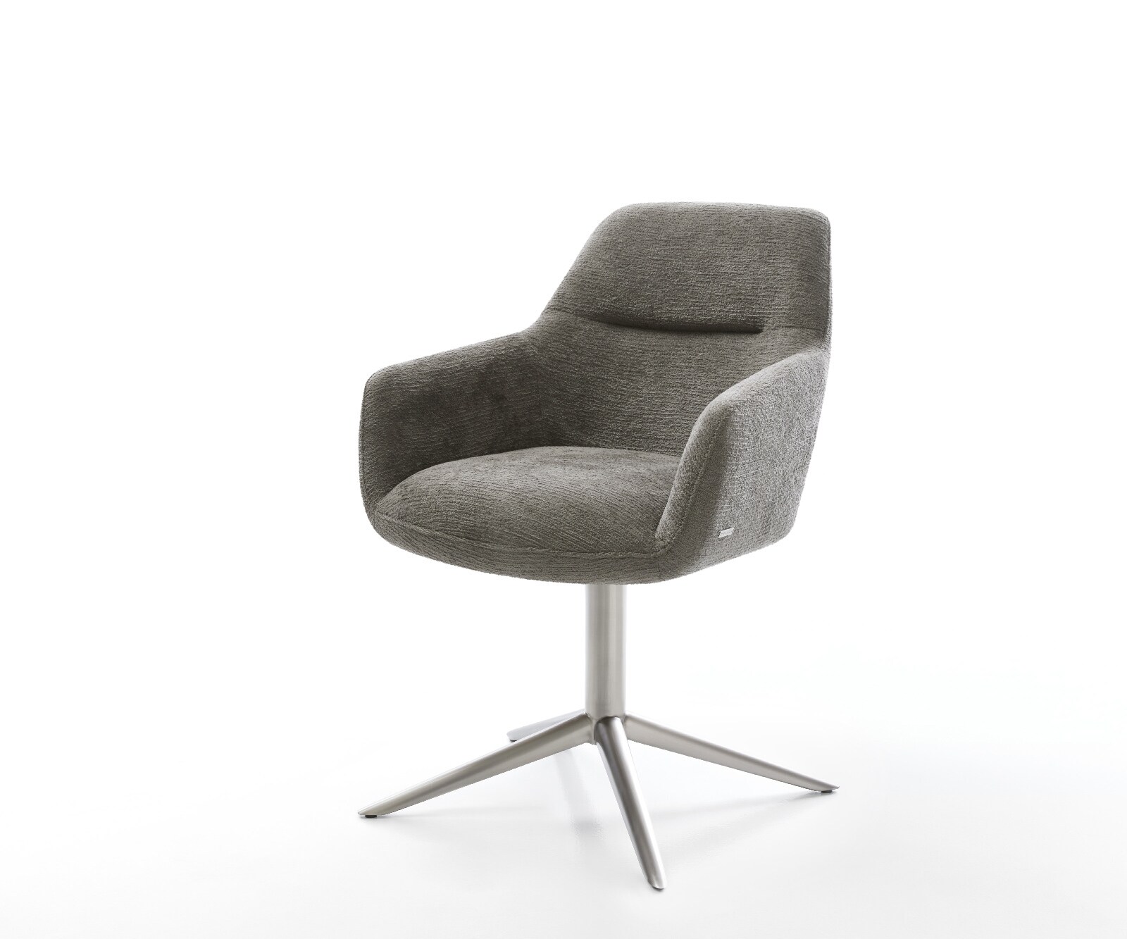 Draaistoel Pejo-Flex bouclé zacht mud kruispoot roestvrij staal 360° draaibaar rocker-functie pocketveer kern