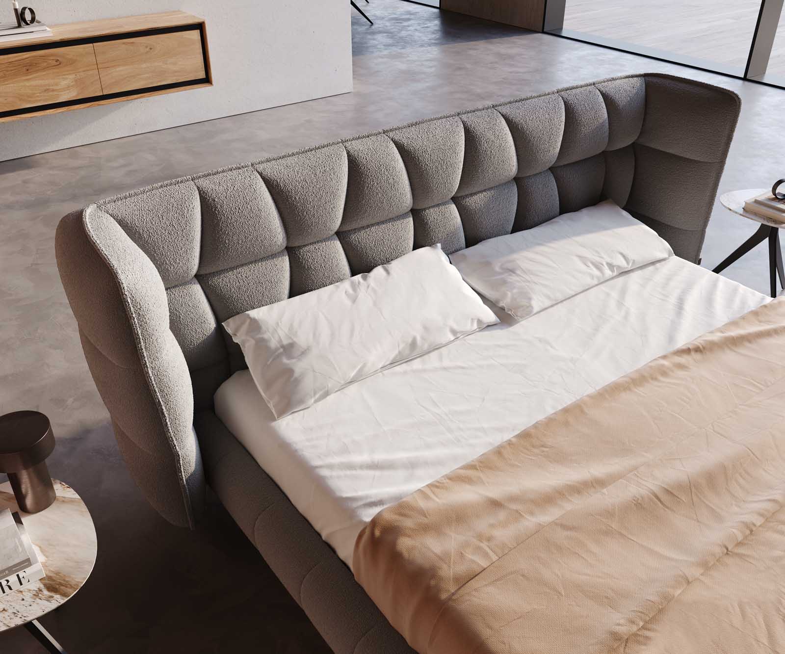 Bedframe Capujo 180x200 cm Bouclé zilvergrijs 4