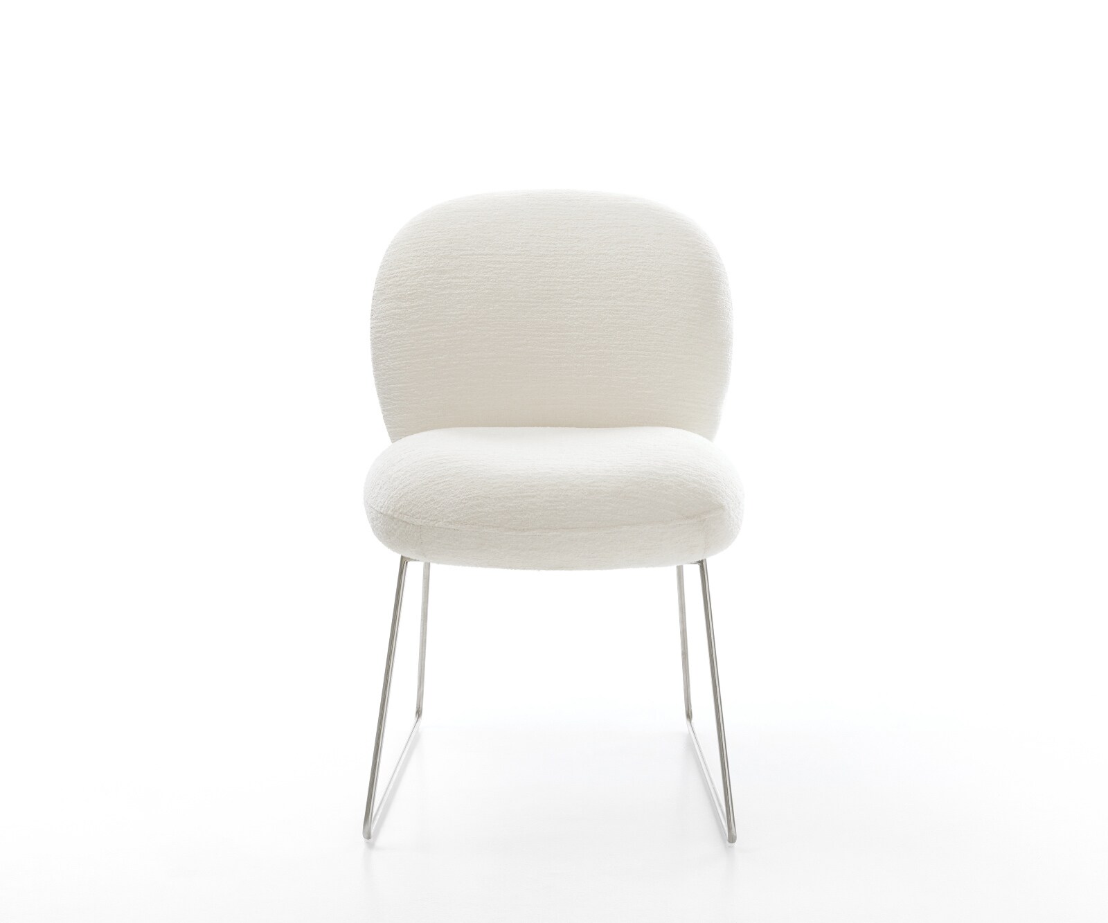 Eetkamerstoel Nube-Flex bouclé zacht beige slipframe roestvrij staal pocketveer kern 2