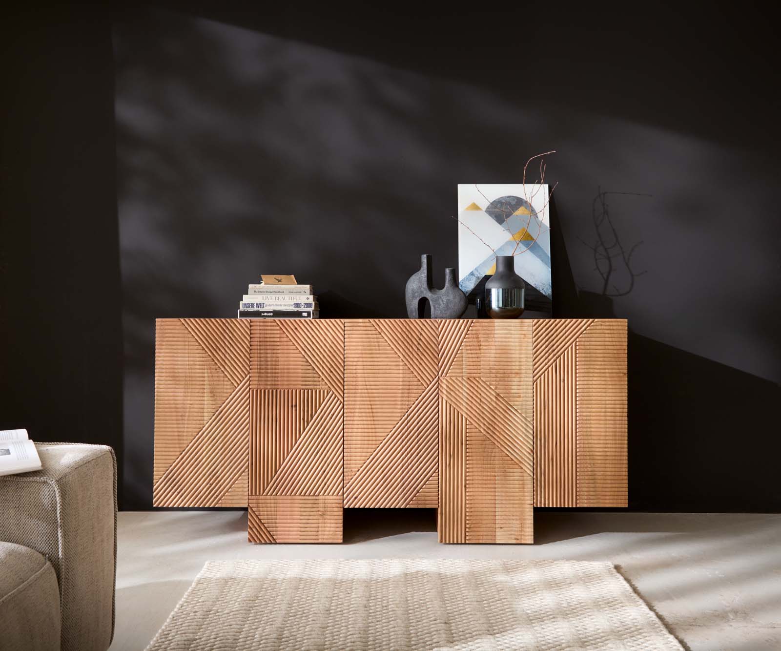 Dressoir Naxxar 180 cm Acacia Natuur 5 deuren 1