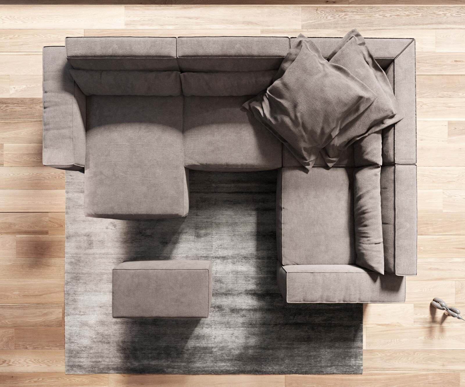 Woonkamerlandschap Sirpio 300x210 cm microvezel Khaki bruin recamiere variabele met kruk 7