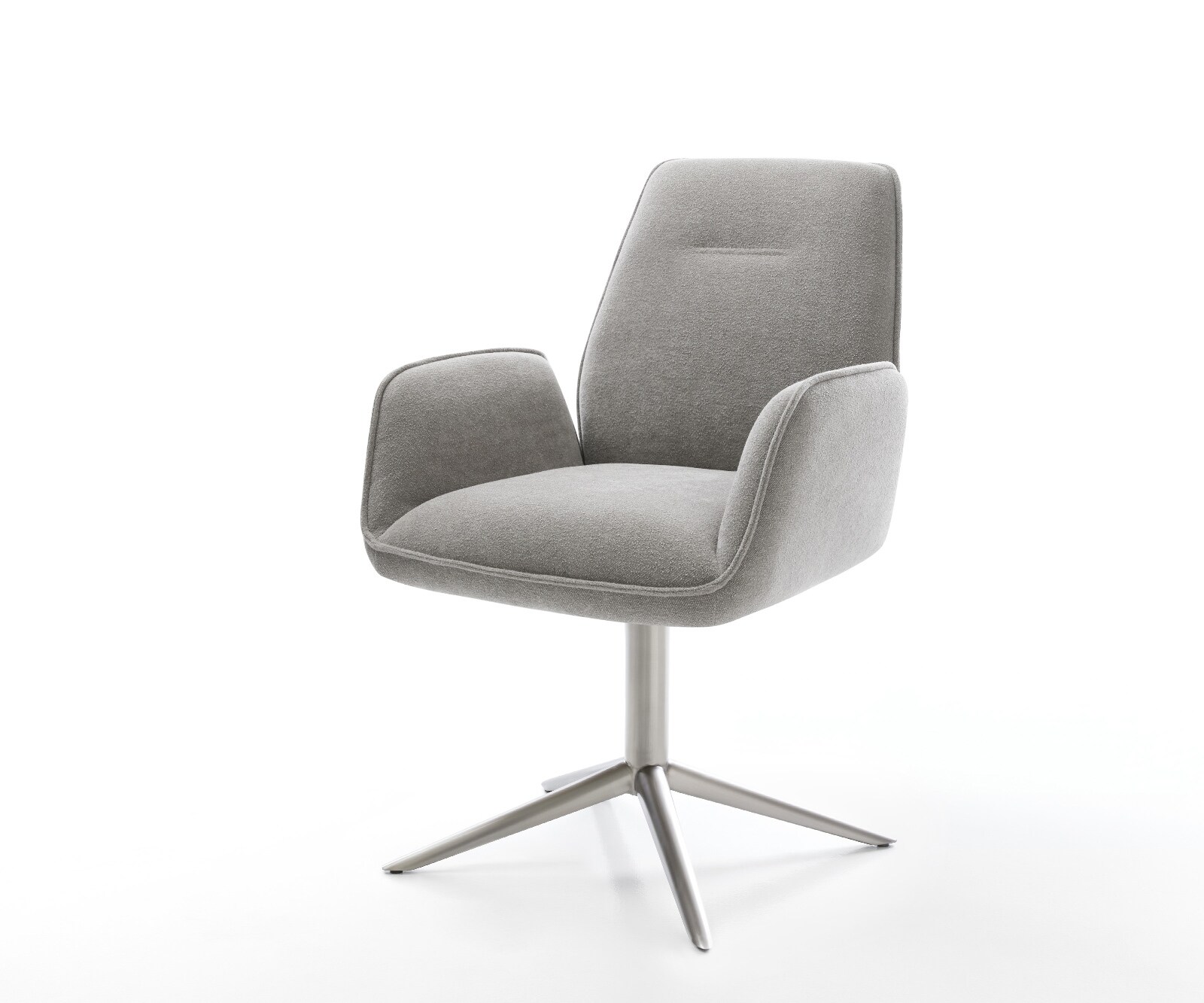 Draaistoel Zoa-Flex zachte stof met structuur grijs kruispoot roestvrij staal 360° draaibaar rocker-functie pocketveer kern