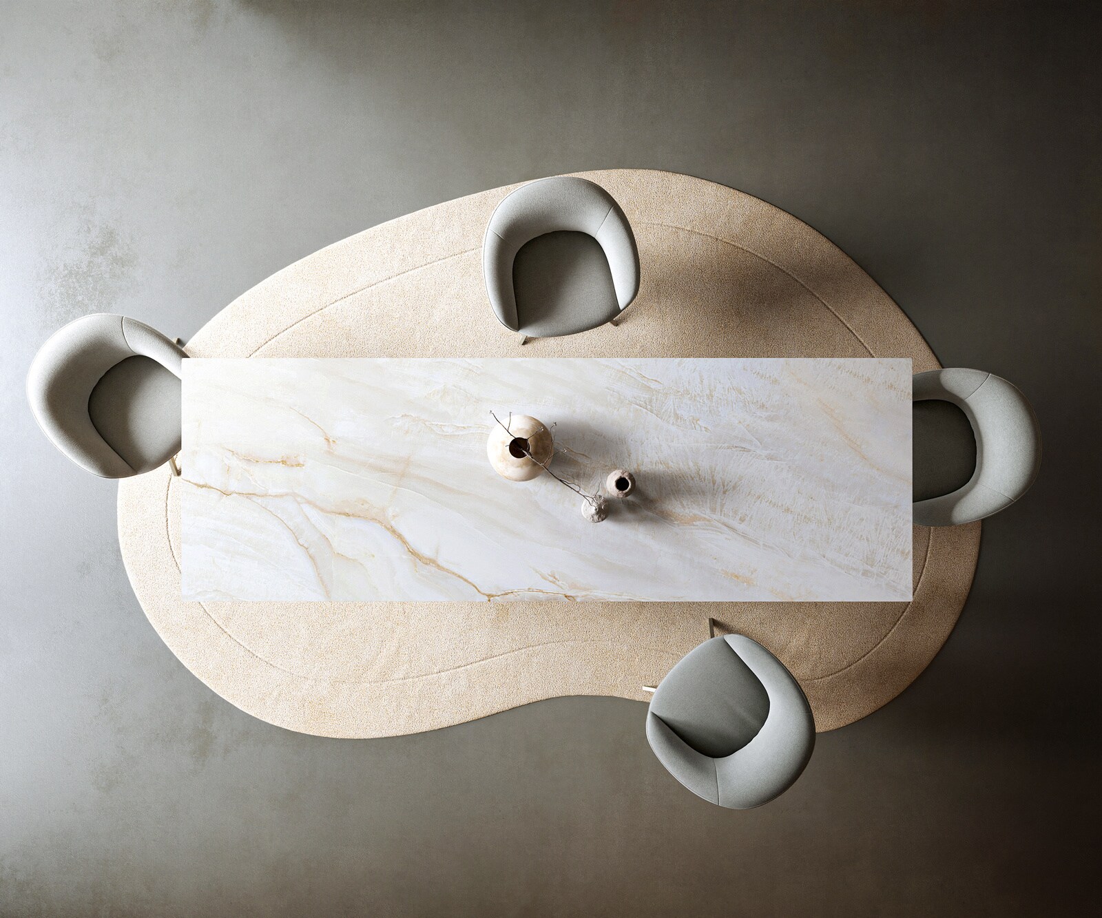 Eettafel Edge 300x100 cm keramiek Onyx Pearl Infinity metaal effectfinish titan 5