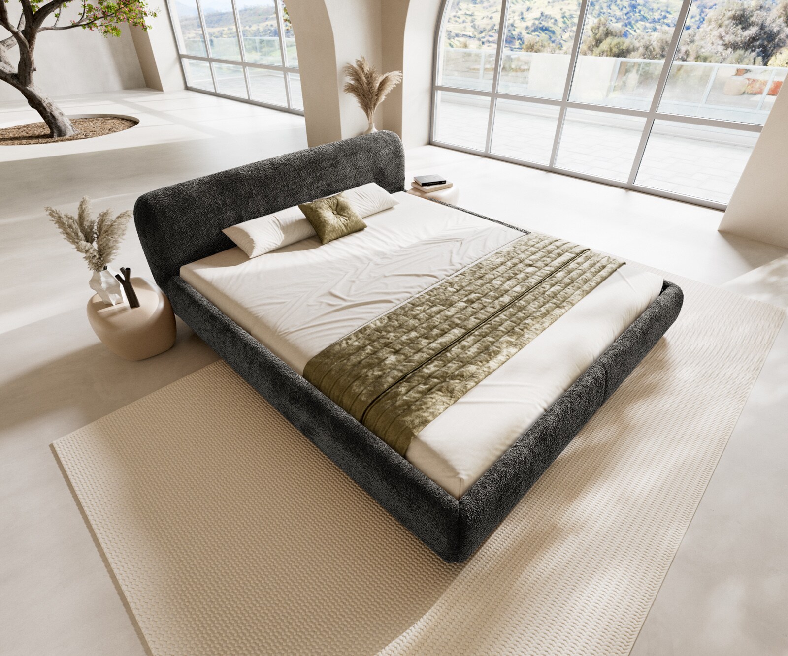 Gestoffeerd.bed Shona 180x200 cm teddy stof grijs 4