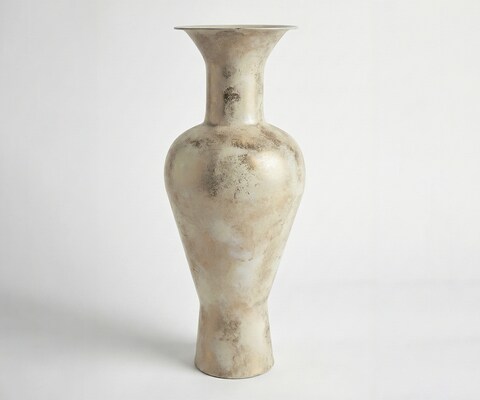 Vaas Medora B27 x D27 x H71 cm Metaal Alabaster Gold Handgemaakt