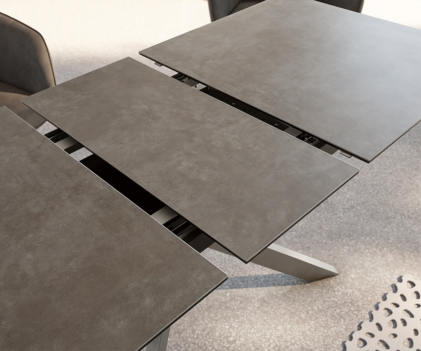 Eettafel Daven 160/200x90 cm keramisch bruin metaal uitschuifbaar 3