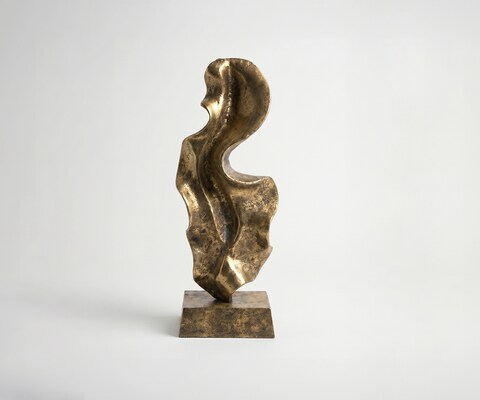 Sculptuur Arvena B26 x D14 x H70 cm Aluminium Oro Antico Handgemaakt