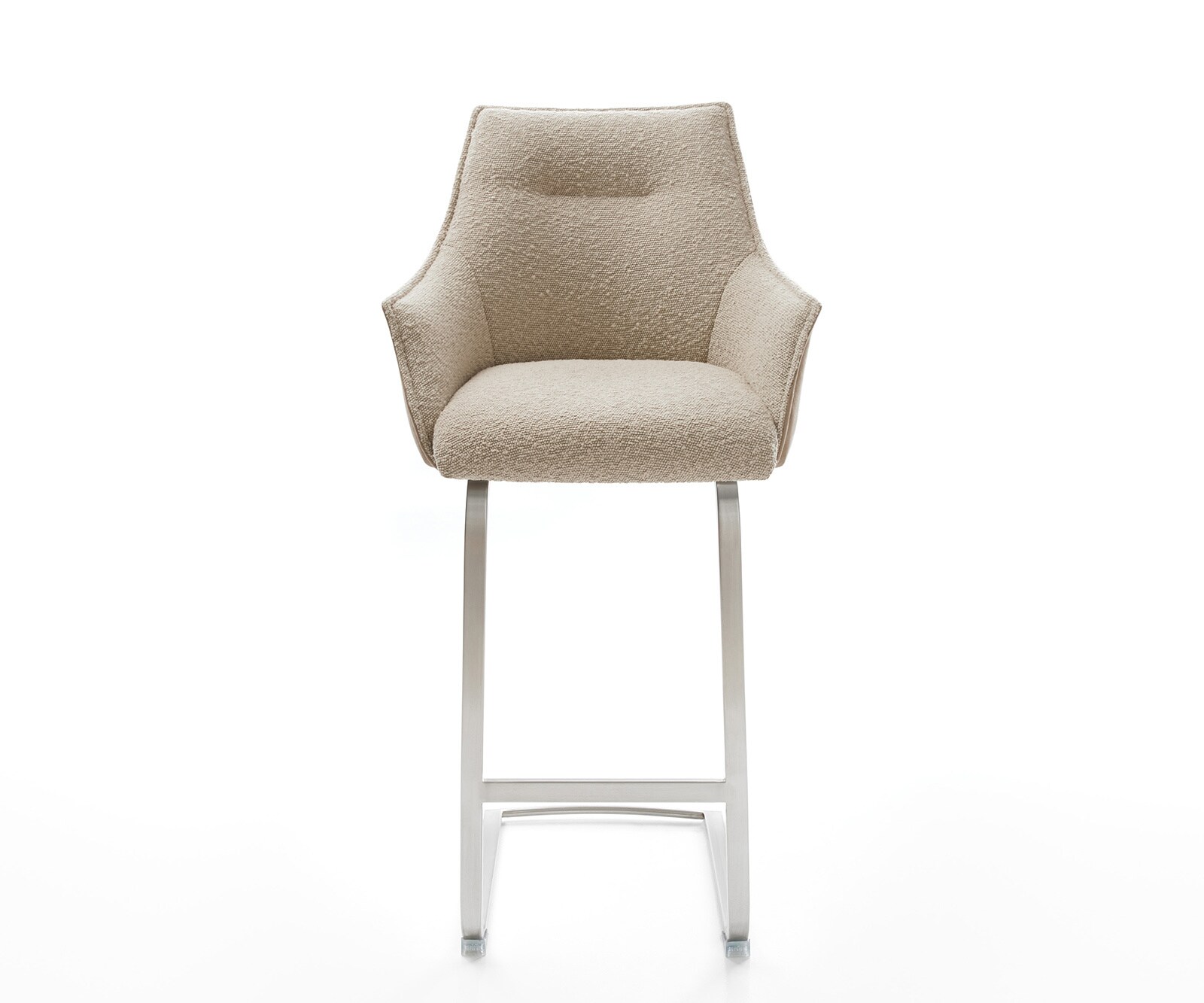 Barstoel Alja-Flex materiaalmix microvezel modder / bouclé modder vrijstaand vlak RVS pocketvering 2