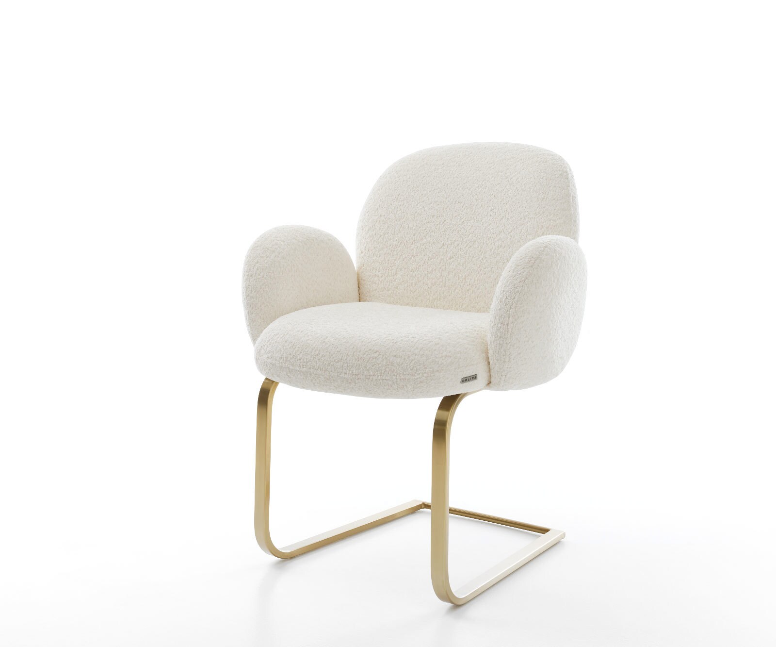 Sledemodel Nube-Flex met armleuning bouclé wit sledemodel vlak goud pocketveer kern