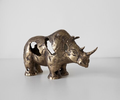Beeldje Rinoro B53 x D19 x H30 cm Aluminium Oro Antico Handgemaakt