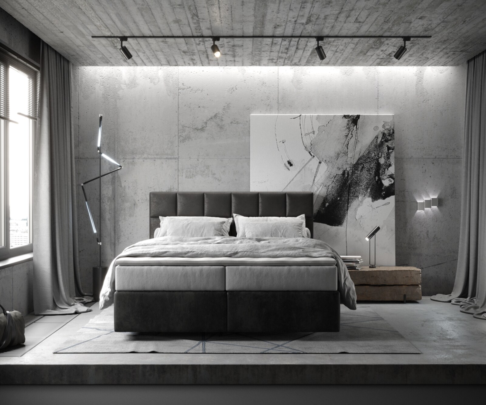 Boxspringbed Dream-Fine 160x200 cm Microvezel Antraciet Vintage met TFK Matras en Visco Topper 1