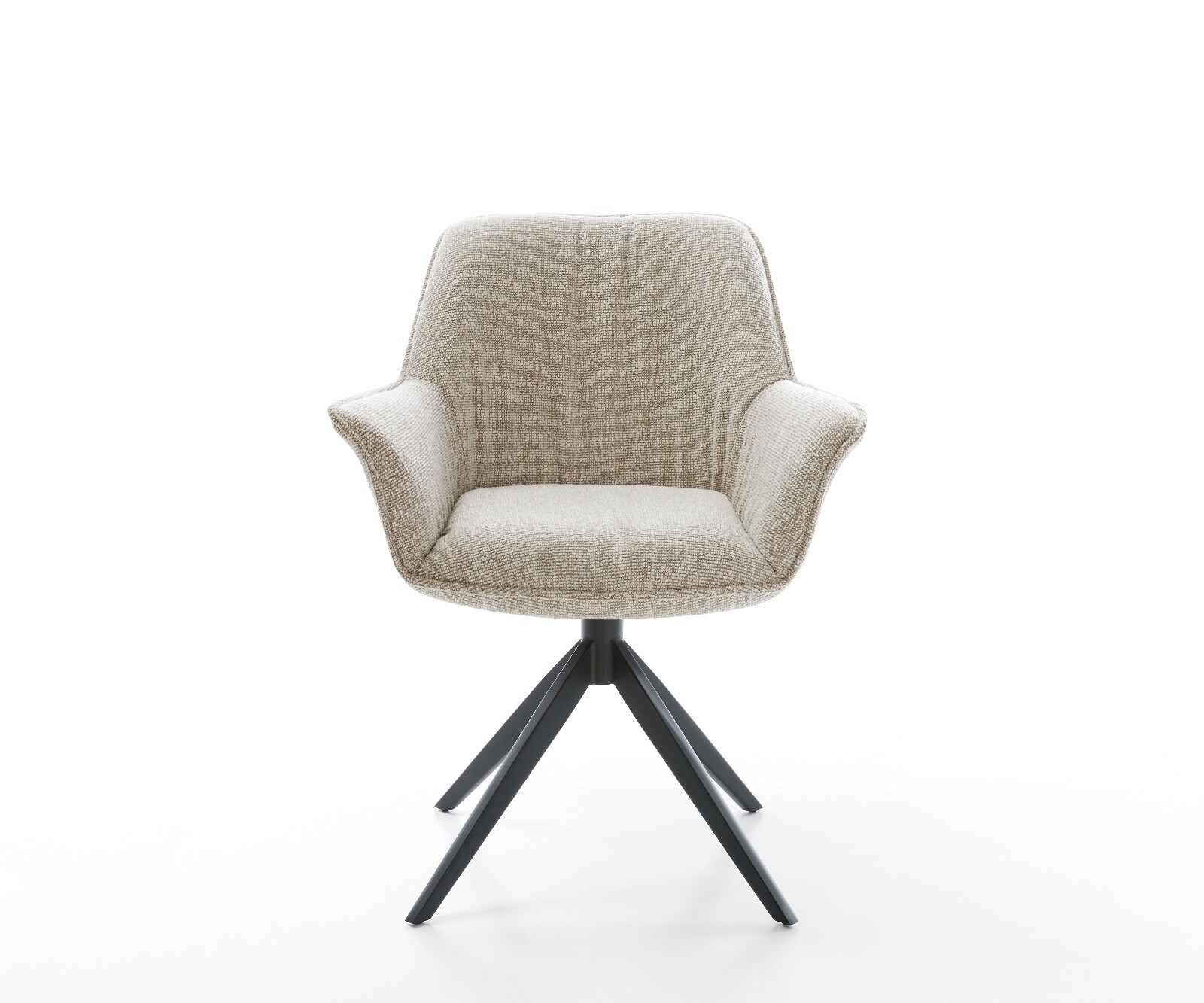 Draaistoel Keila-Flex met armleuning geweven stof beige kruisframe breed zwart 360° draaibaar rocker-functie 2