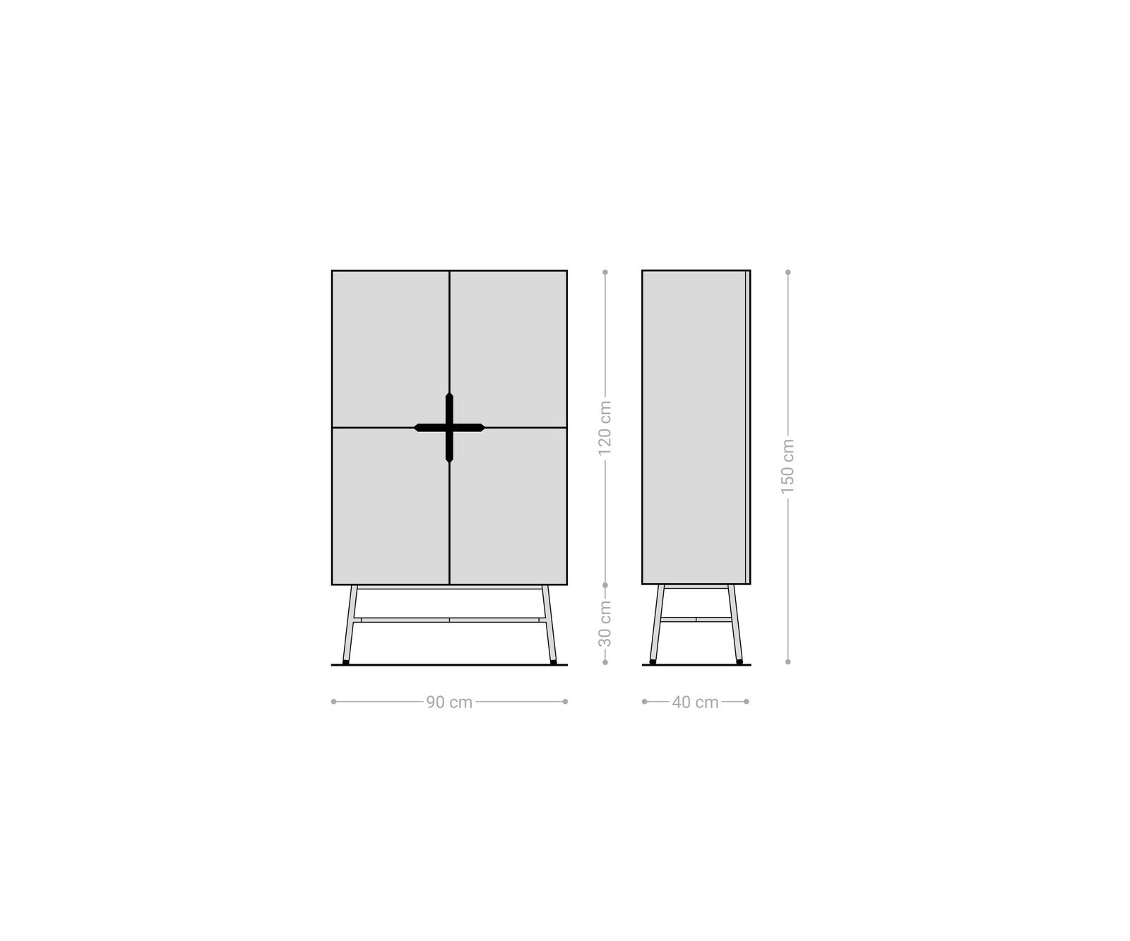 Boekenkast Mikkusu 90x150 Bamboe Natuur Mango Zwart 4 deuren Metaal Zwart 5