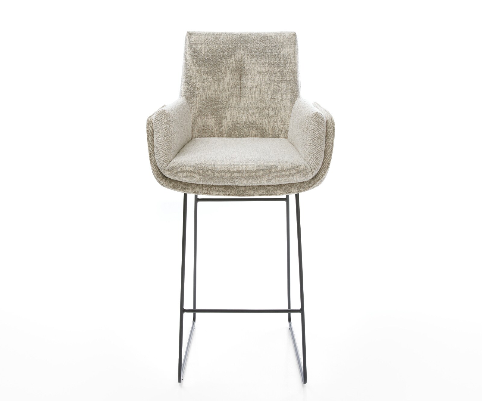 Barstoel Clea-Flex Zachte Geweven stof Beige Sledeonderstel metaal zwart Zwart 2