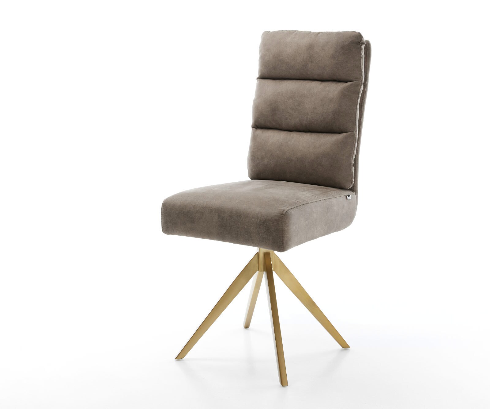Eetkamerstoel Pela-Flex microvelours taupe vintage kruisframe hoekig goud pocketveer kern