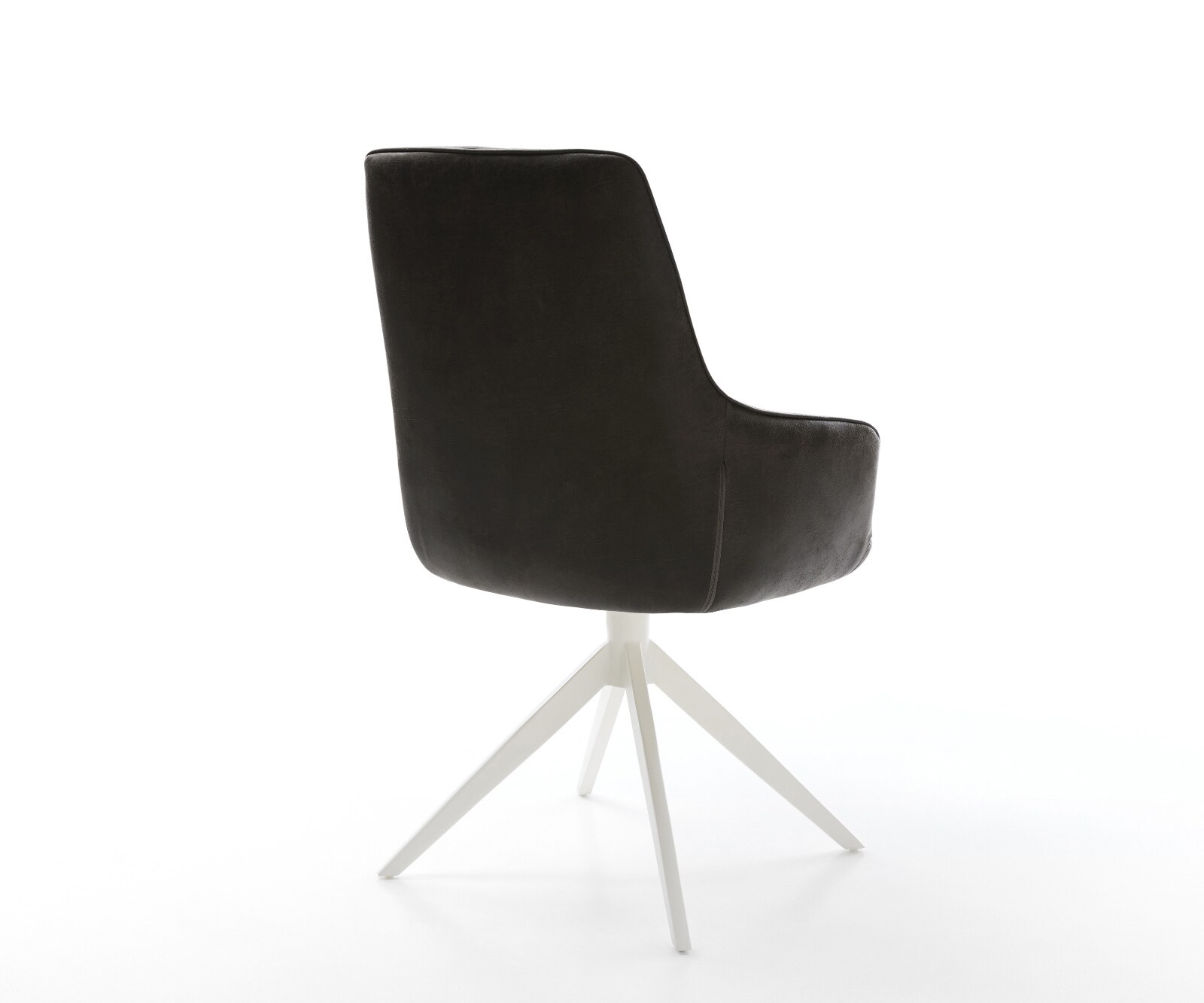 Draaistoel Zelia-Flex met armleuning microvelours antraciet vintage kruisframe breed wit 360° draaibaar rocker-functie pocketveer kern 5
