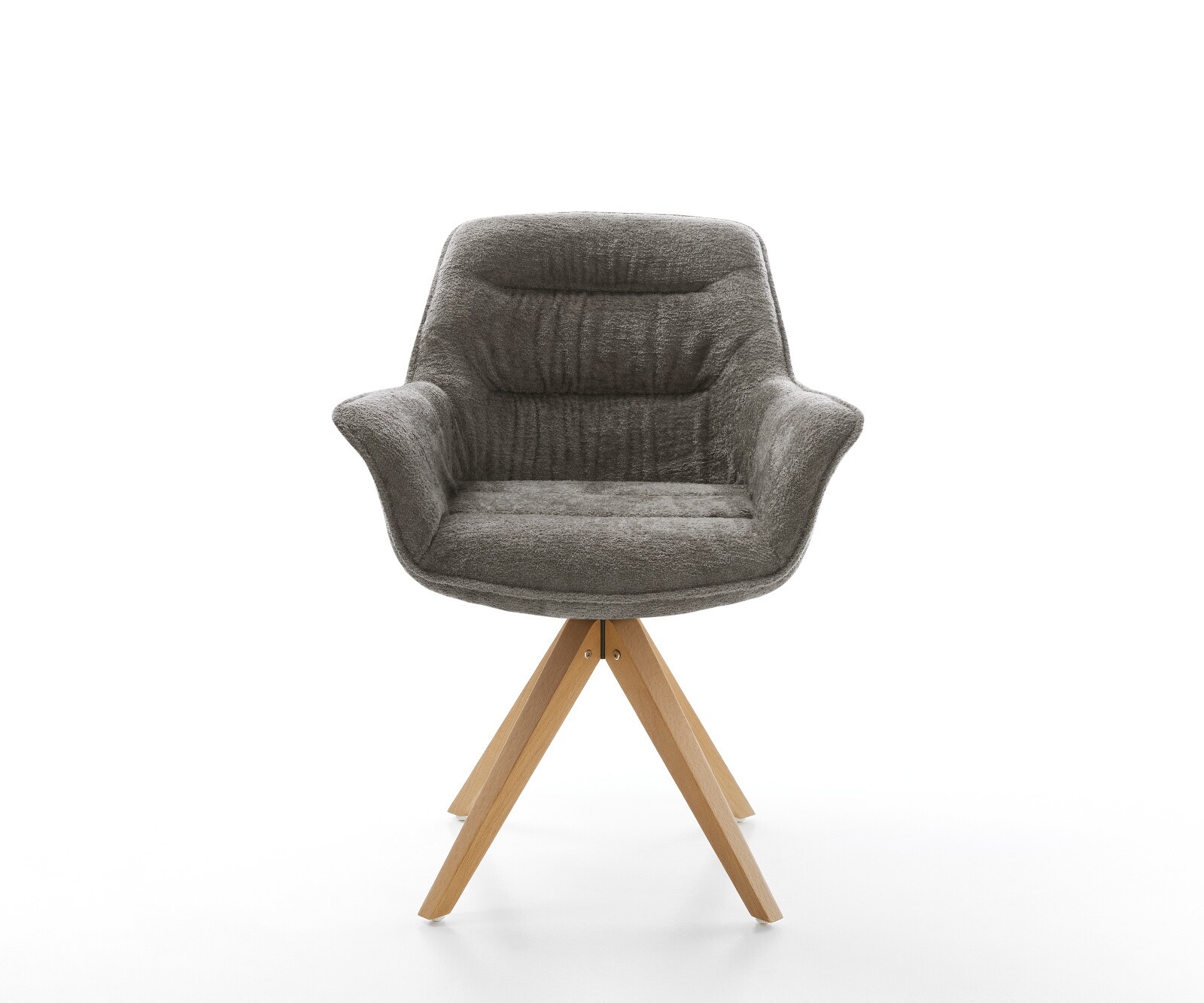 Draaistoel Kaira-Flex bouclé zacht mud houten frame hoekig natuur 180° draaibaar 2