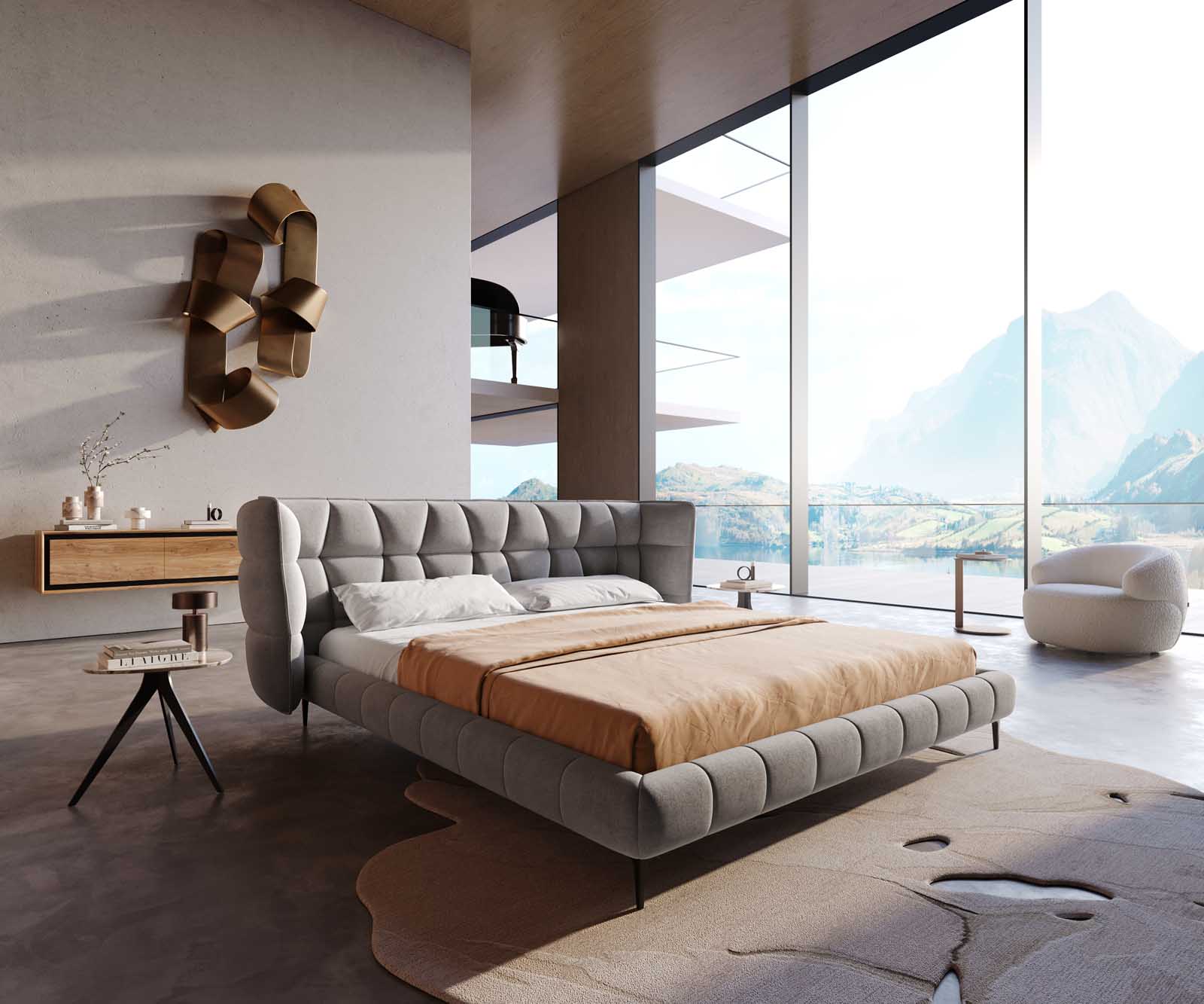 Bedframe Capujo 180x200 cm microvezel grijs gestoffeerd Bedframe Capujo 180x200 cm microvezel grijs gestoffeerd