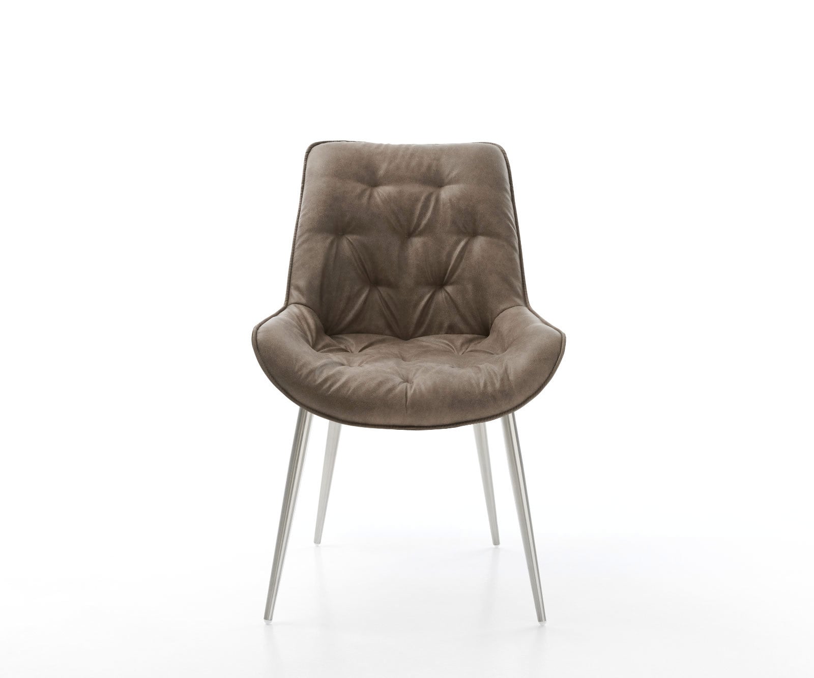 Eetkamerstoel Taimi-Flex microvelours taupe vintage 4-poot conisch roestvrij staal 2 Eetkamerstoel Taimi-Flex microvelours taupe vintage 4-poot conisch roestvrij staal 2