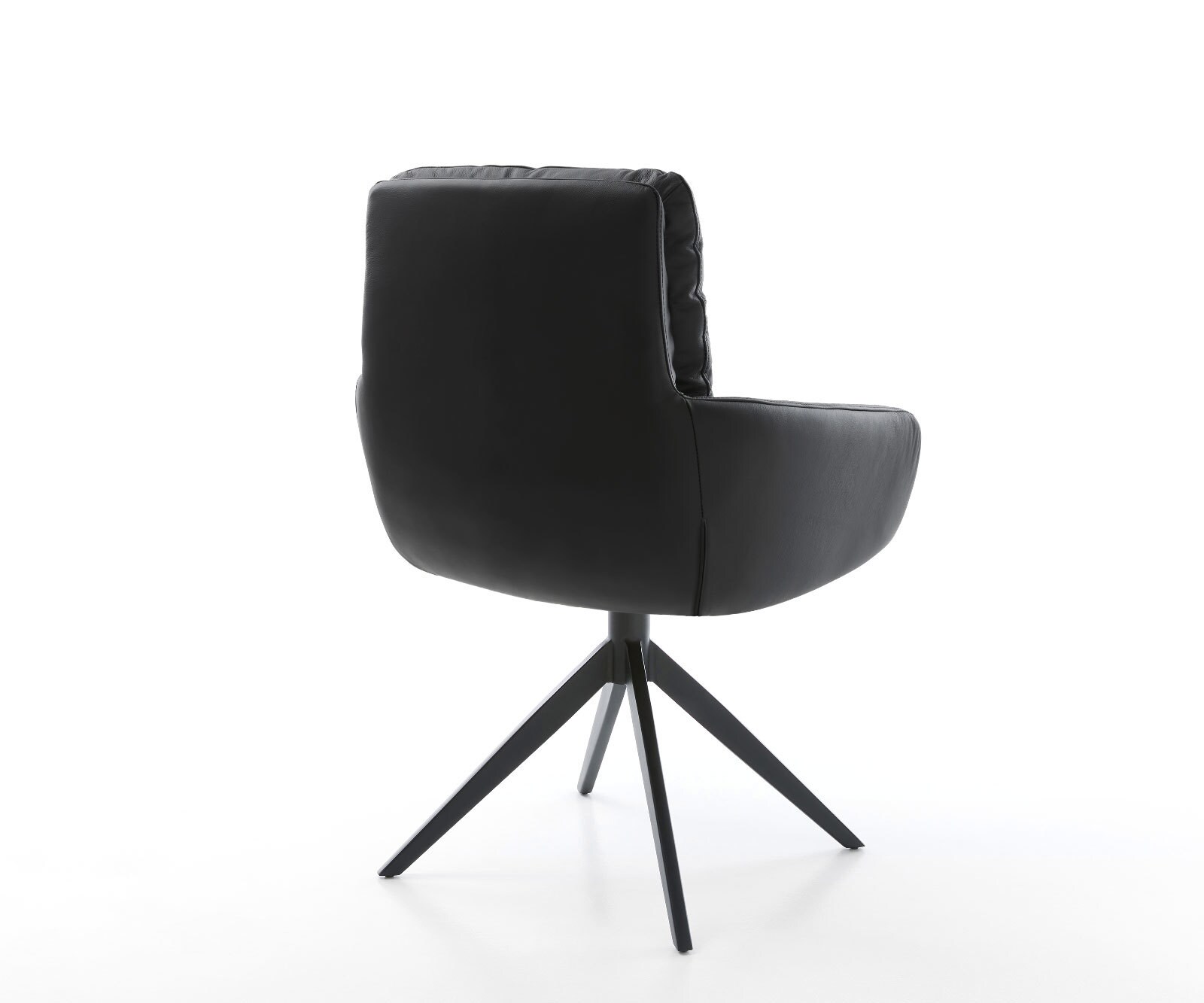 Draaistoel Abelia-Flex met armleuning echt leer zwart kruisframe breed zwart 360° draaibaar rocker-functie 4