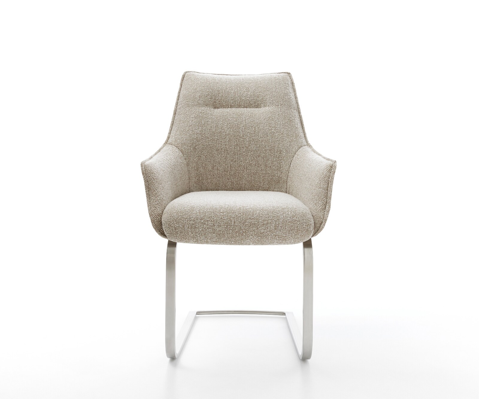 Sledemodel Alja-Flex met armleuning geweven stof beige sledemodel vlak roestvrij staal pocketveer kern 2