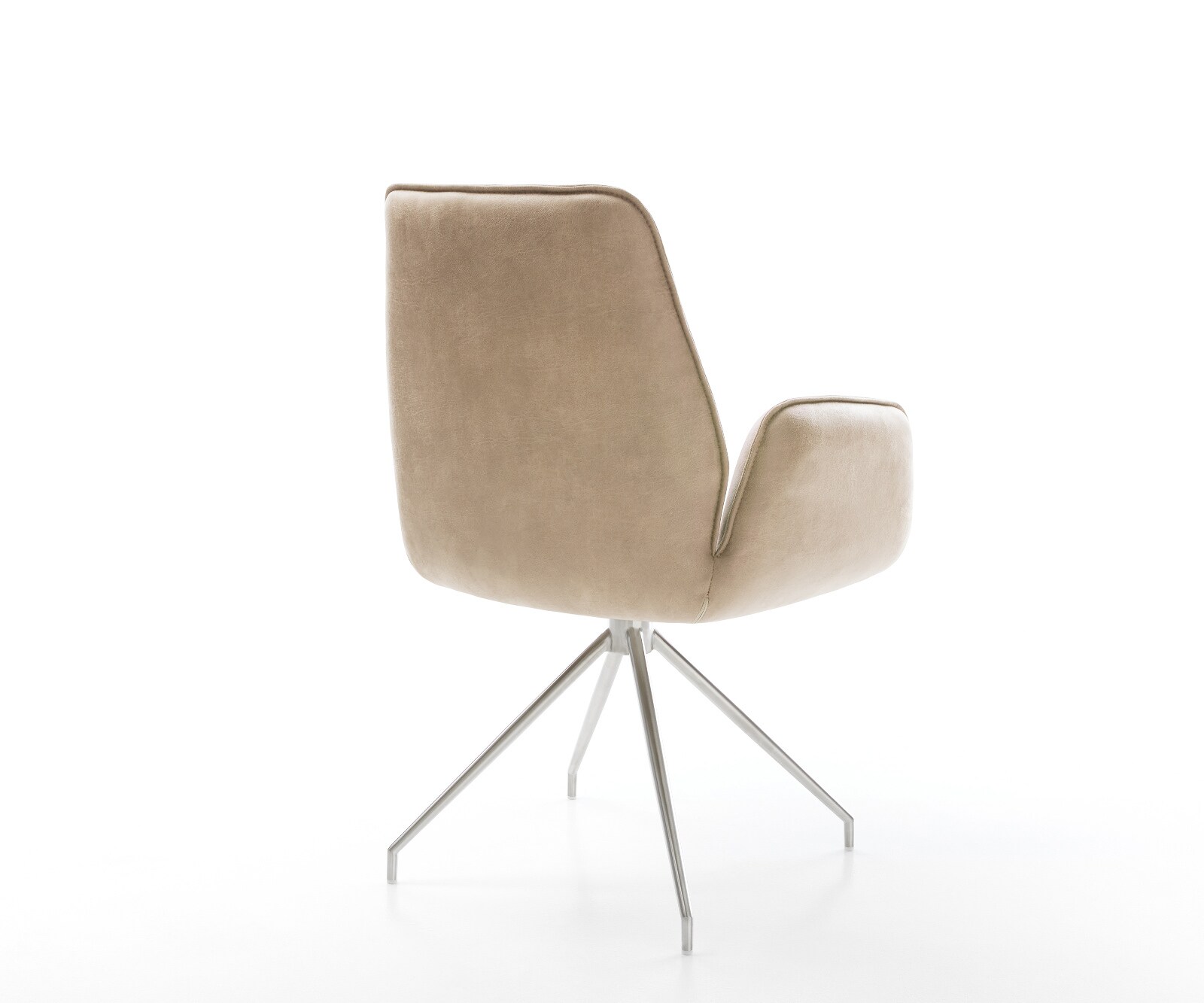 Eetkamerstoel Zoa-Flex microvelours beige vintage kruisframe conisch roestvrij staal pocketveer kern 4