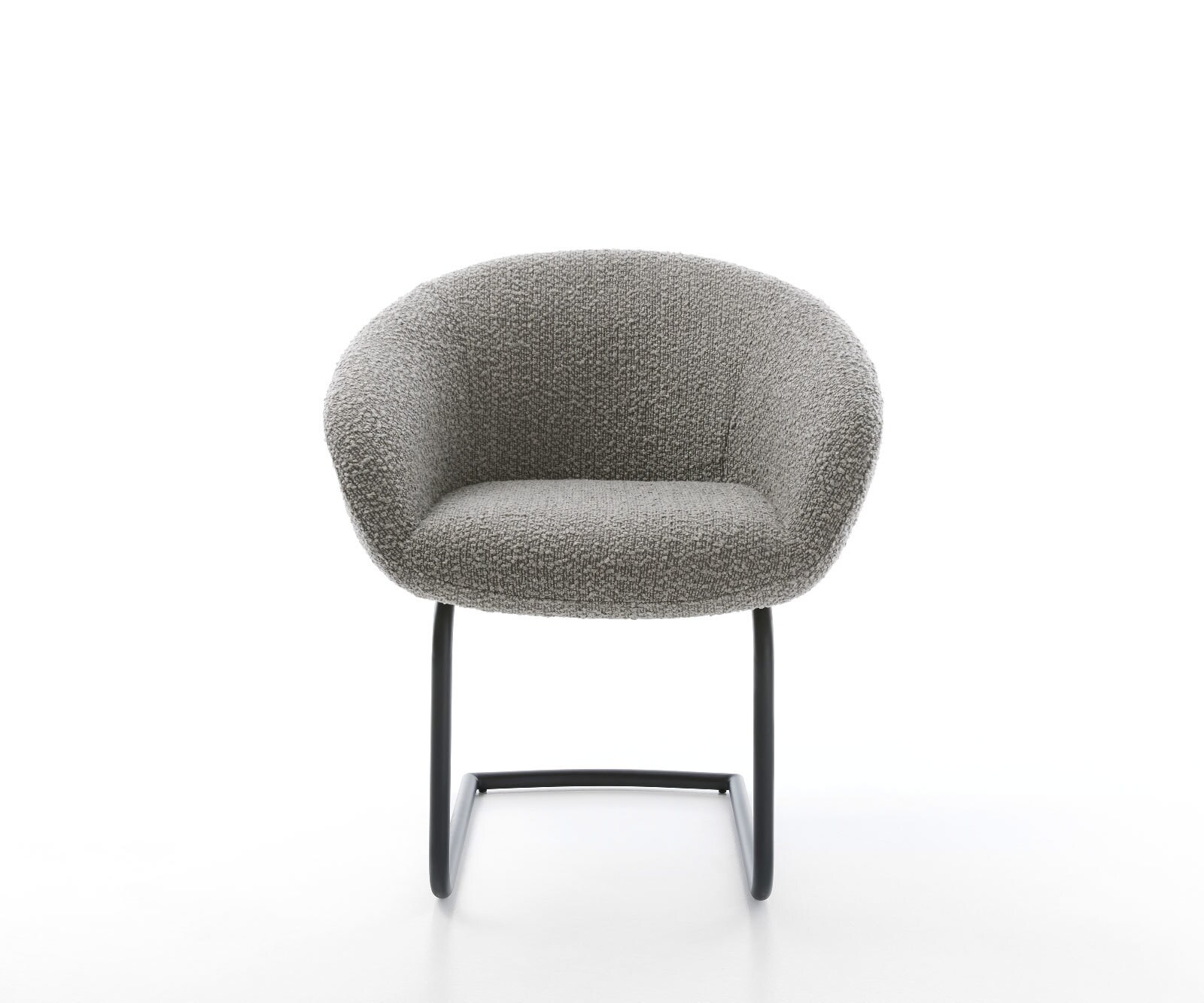 Sledemodel Vinka-Flex met armleuning bouclé zilver grijs sledemodel rond zwart pocketveer kern 2