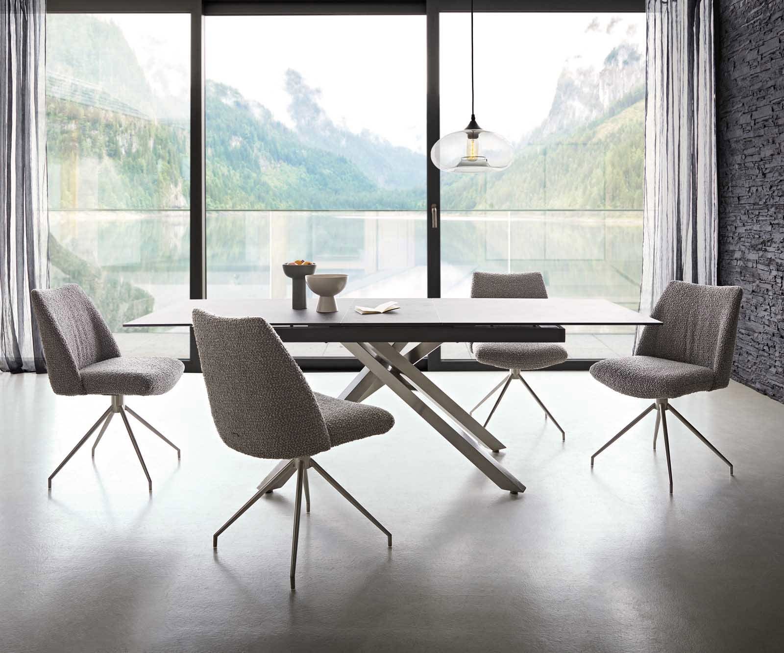 Draaistoel Elso-Flex bouclé zilver grijs kruisframe conisch roestvrij staal 180° draaibaar pocketveer kern 5 Draaistoel Elso-Flex bouclé zilver grijs kruisframe conisch roestvrij staal 180° draaibaar pocketveer kern 5