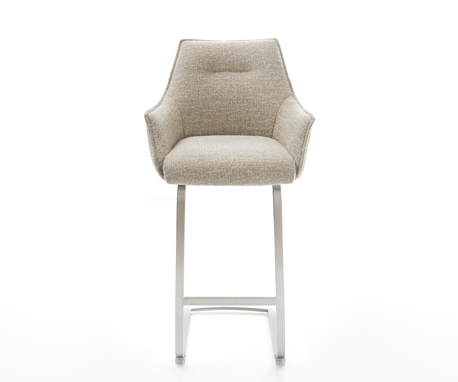 Barstoel Alja-Flex Zachte Geweven stof Beige Vrijkantelframe plat roestvrij staal Zilver Pocketvering 2