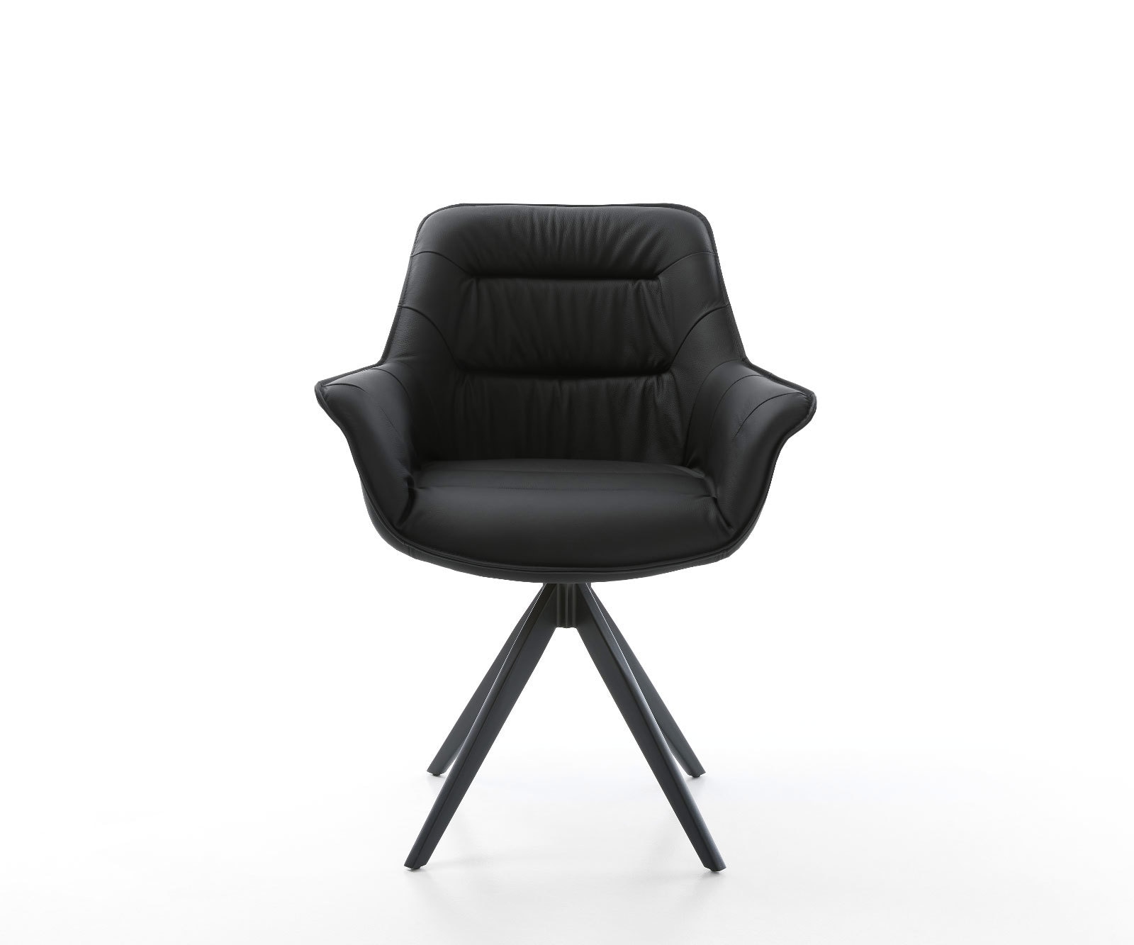 Eetkamerstoel Kaira-Flex echt leer zwart kruisframe hoekig zwart 1 Eetkamerstoel Kaira-Flex echt leer zwart kruisframe hoekig zwart 1