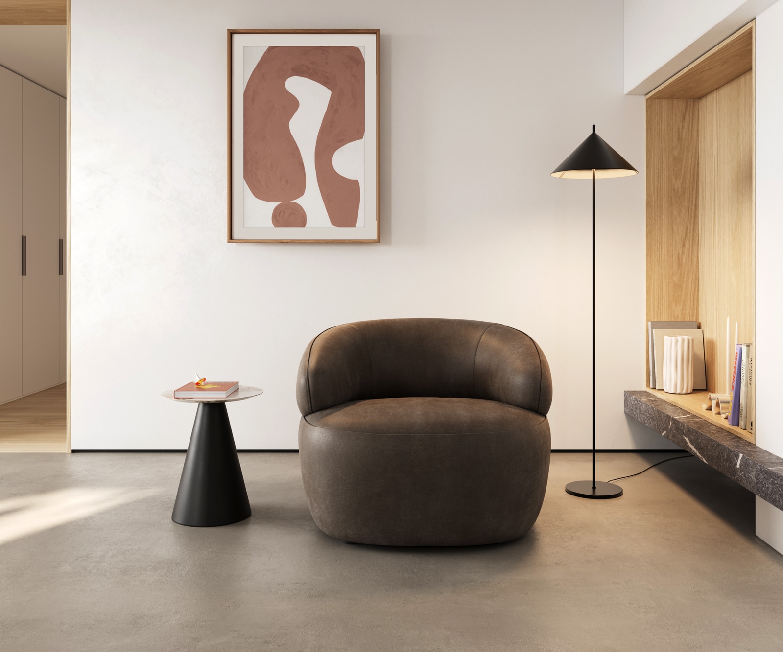 Loungestoel Nova 88x88 cm microvezel taupe vintage