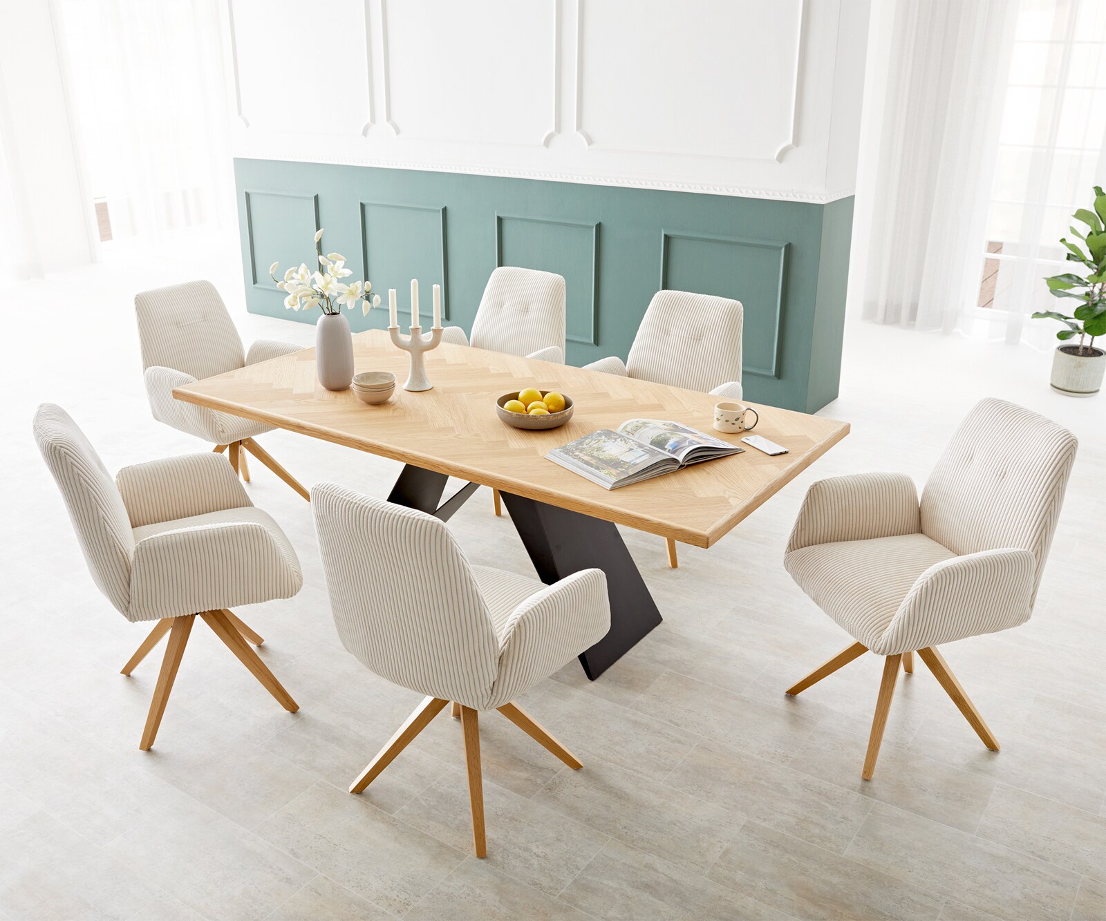 Eetkamerstoel Zoa-Flex koord beige houten frame hoekig natuur pocketveer kern 3