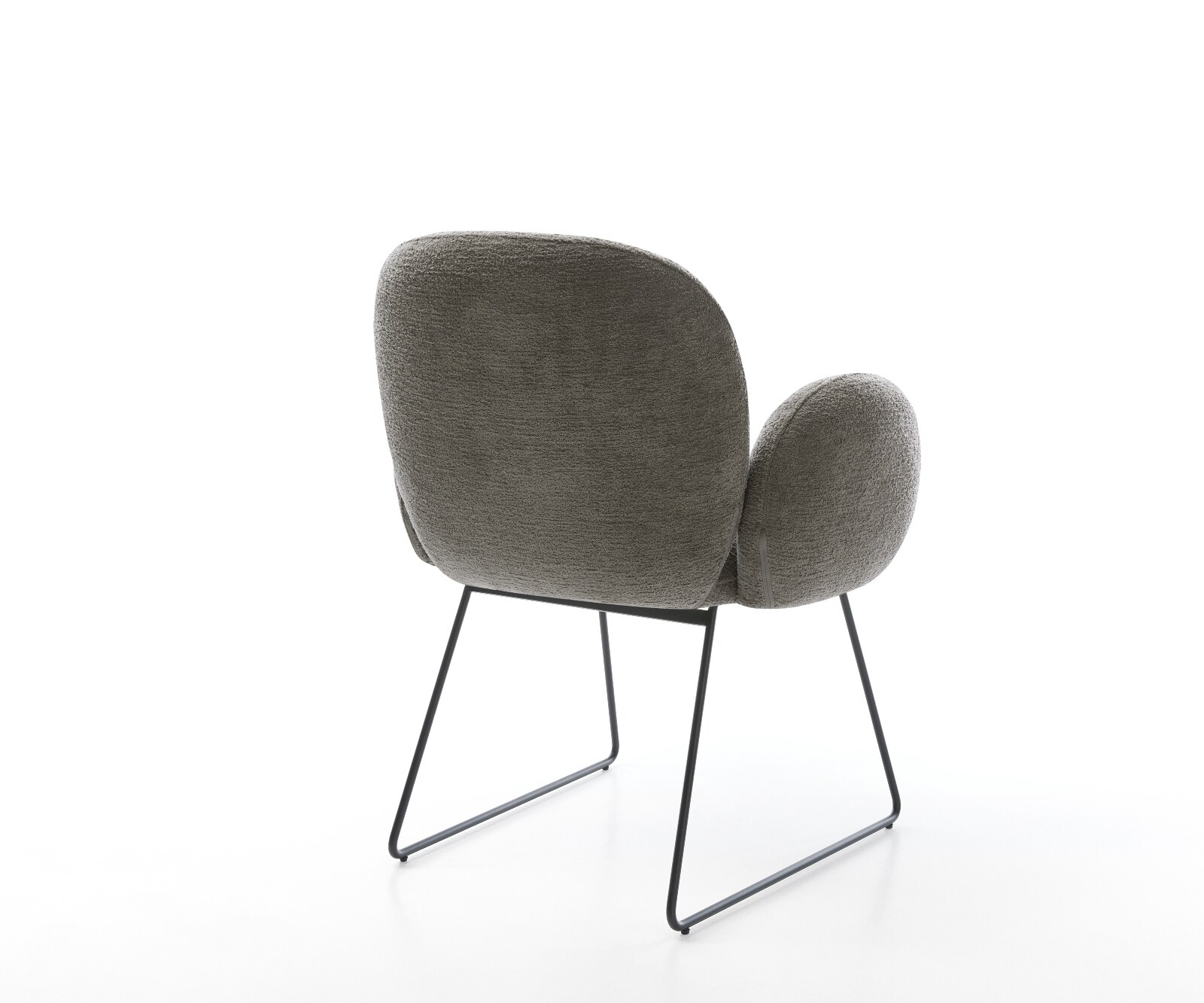 Eetkamerstoel Nube-Flex met armleuning bouclé zacht mud slipframe zwart pocketveer kern 4