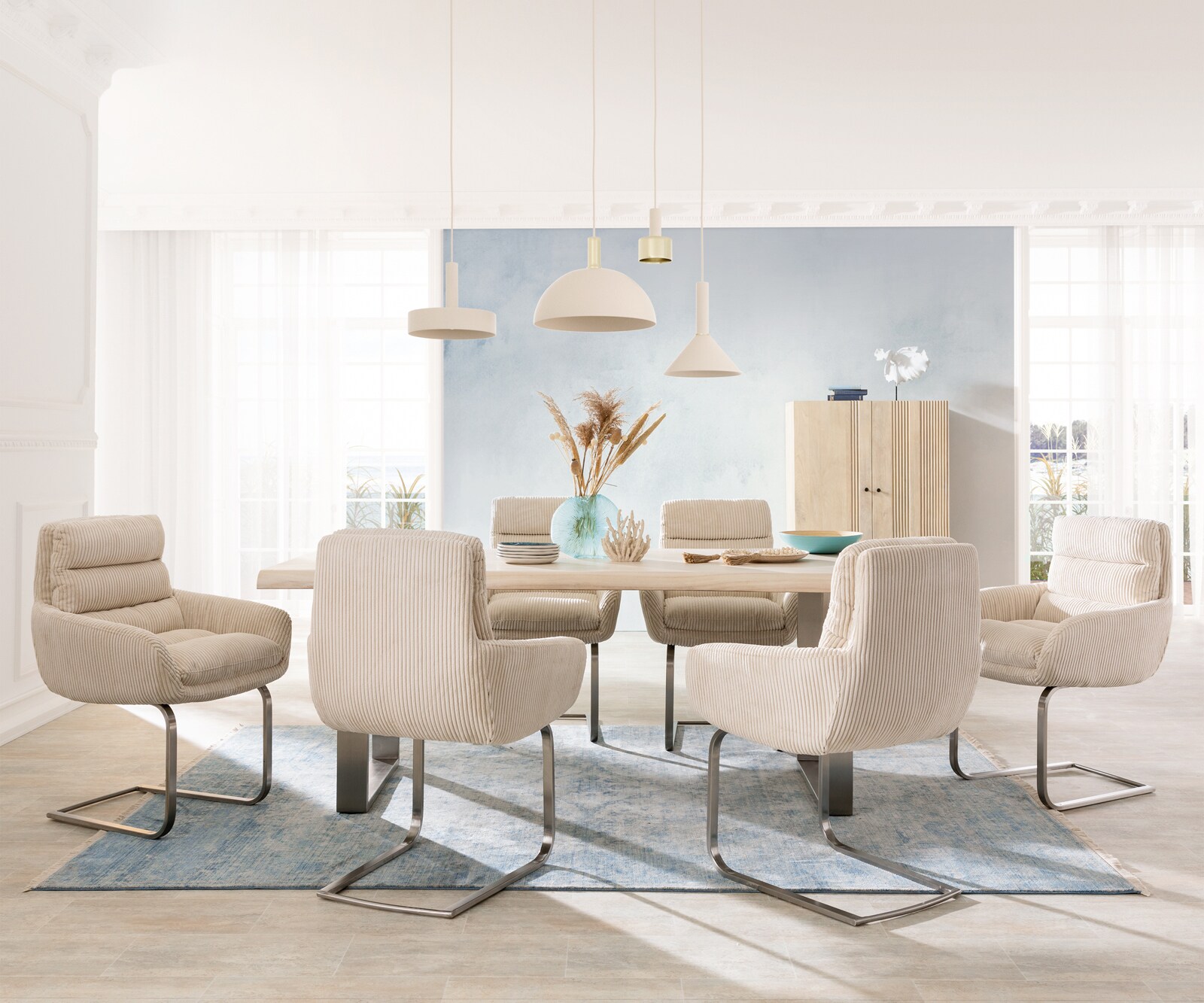 Sledemodel Abelia-Flex met armleuning koord beige sledemodel vlak roestvrij staal 3 Sledemodel Abelia-Flex met armleuning koord beige sledemodel vlak roestvrij staal 3