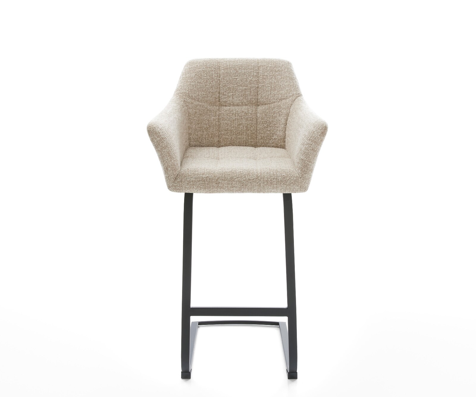 Barstoel Yulo-Flex Zachte Geweven stof Beige Vrijkantelframe plat metaal Zwart 2