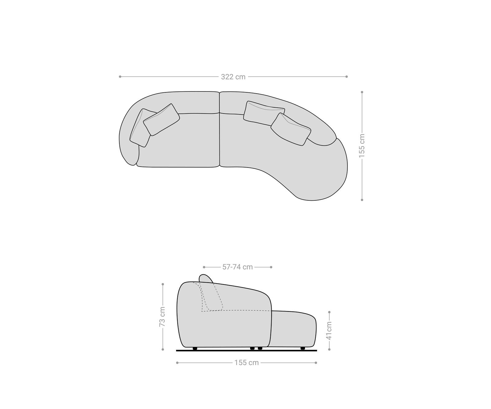 Mairi bank 330x160 cm microvezel taupe vintage 7