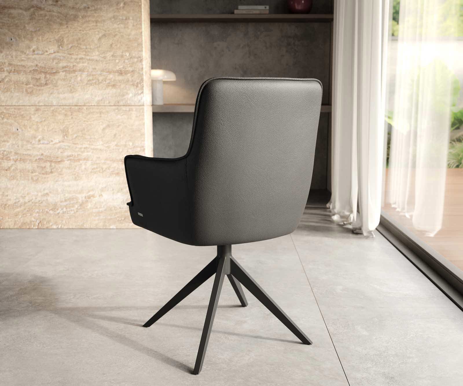 Draaistoel Heira-Flex met armleuning echt leer zwart kruisframe breed zwart 360° draaibaar pocketveer kern 3 Draaistoel Heira-Flex met armleuning echt leer zwart kruisframe breed zwart 360° draaibaar pocketveer kern 3