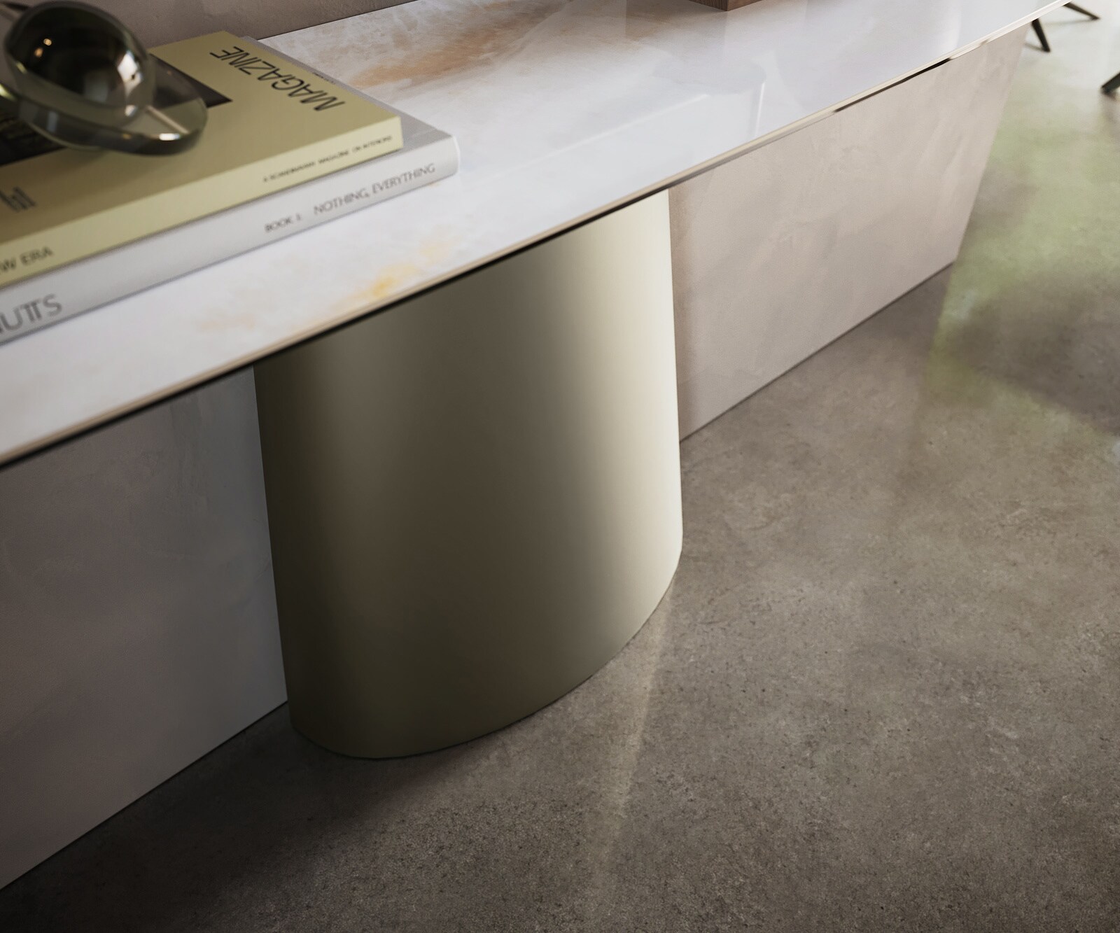 Consoletafel Edge Bootvorm 180x40 cm Keramiek Onyx Pearl Conos Metaal Effektfinish Titan 6