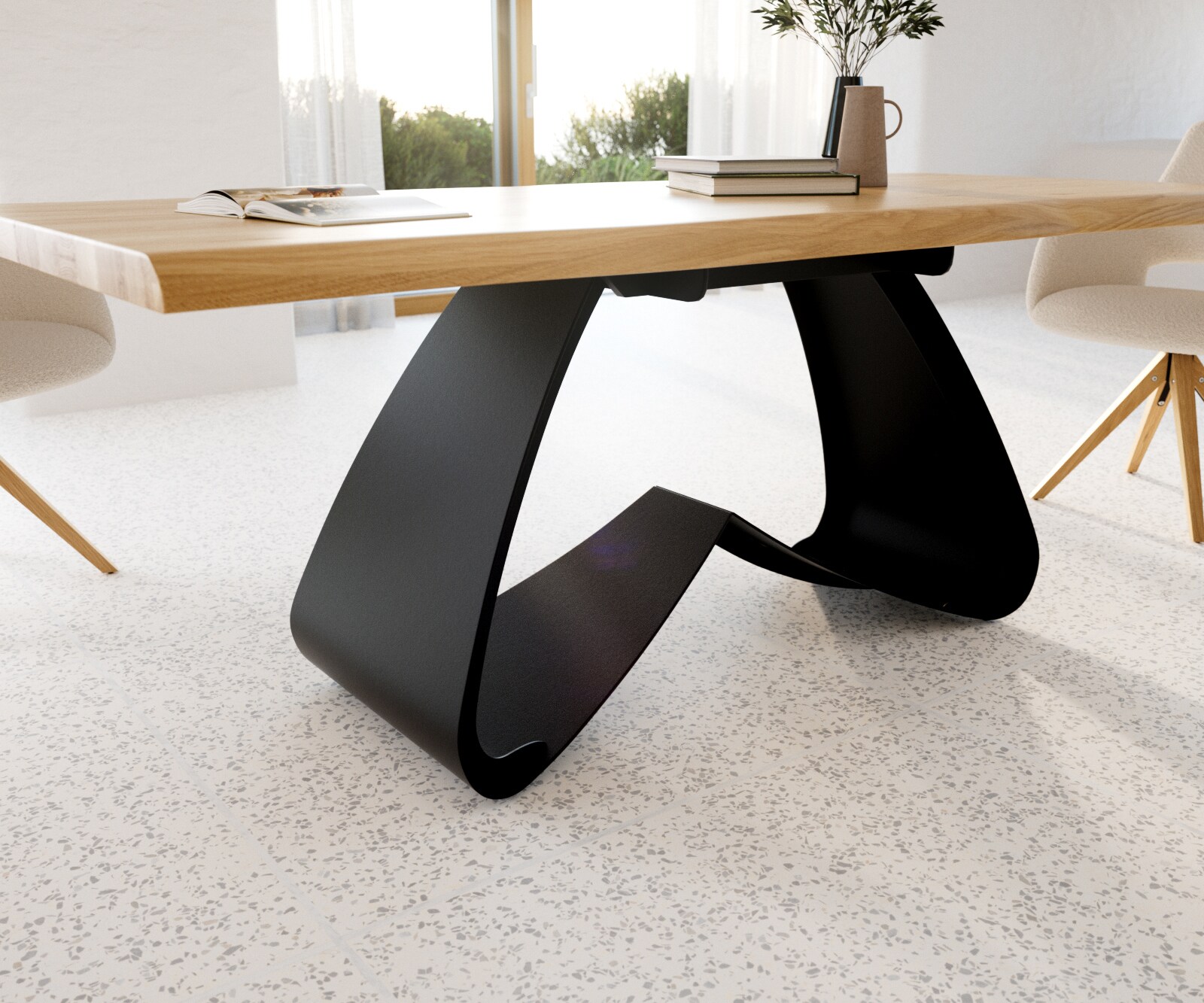 Eetkamertafel Edge 200x100 eiken natuurW-frame metaal zwart Live-Edge 5