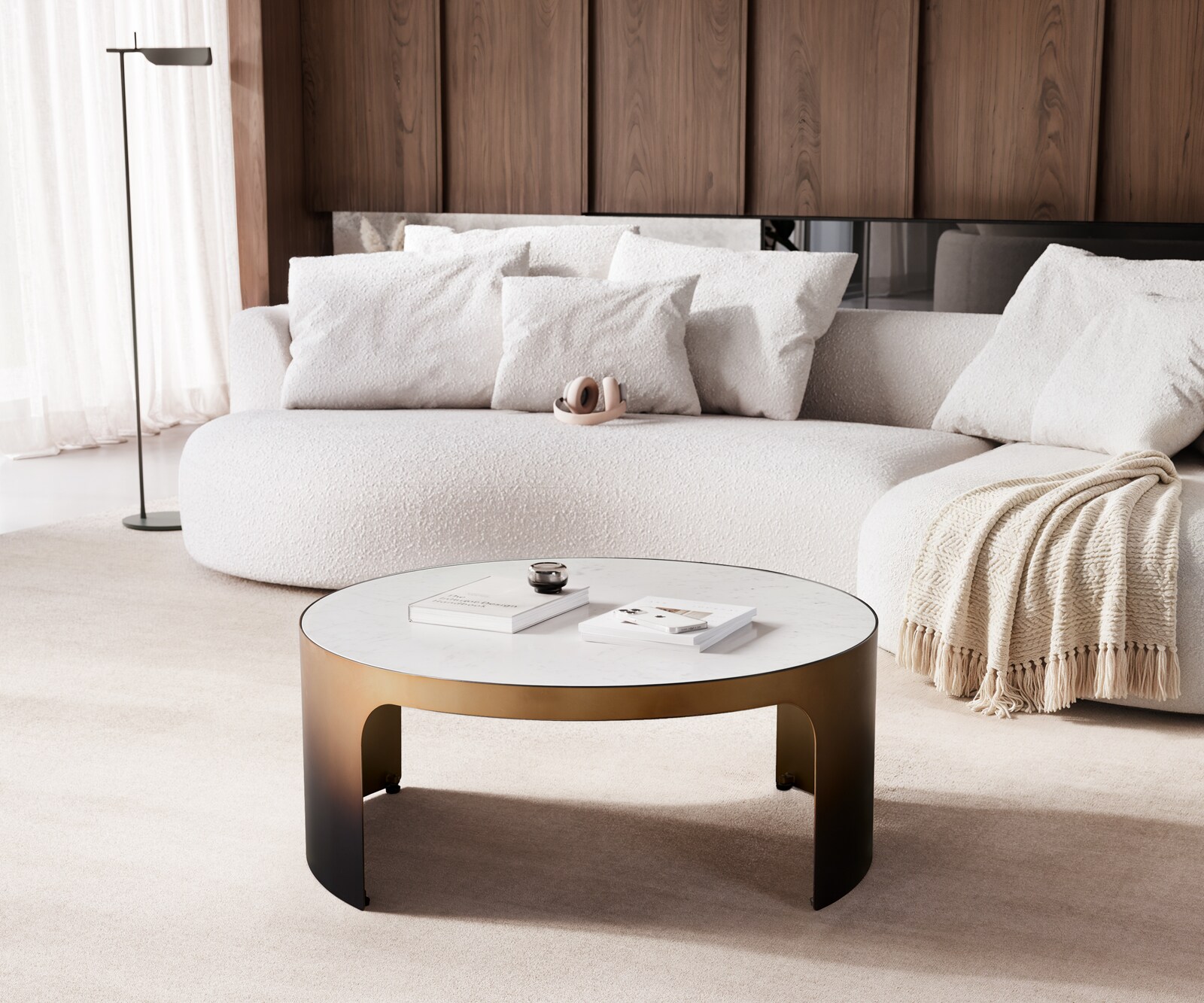 Salontafel Alerio 90x90 cm marmer wit metaal goud fusion afwerking 3