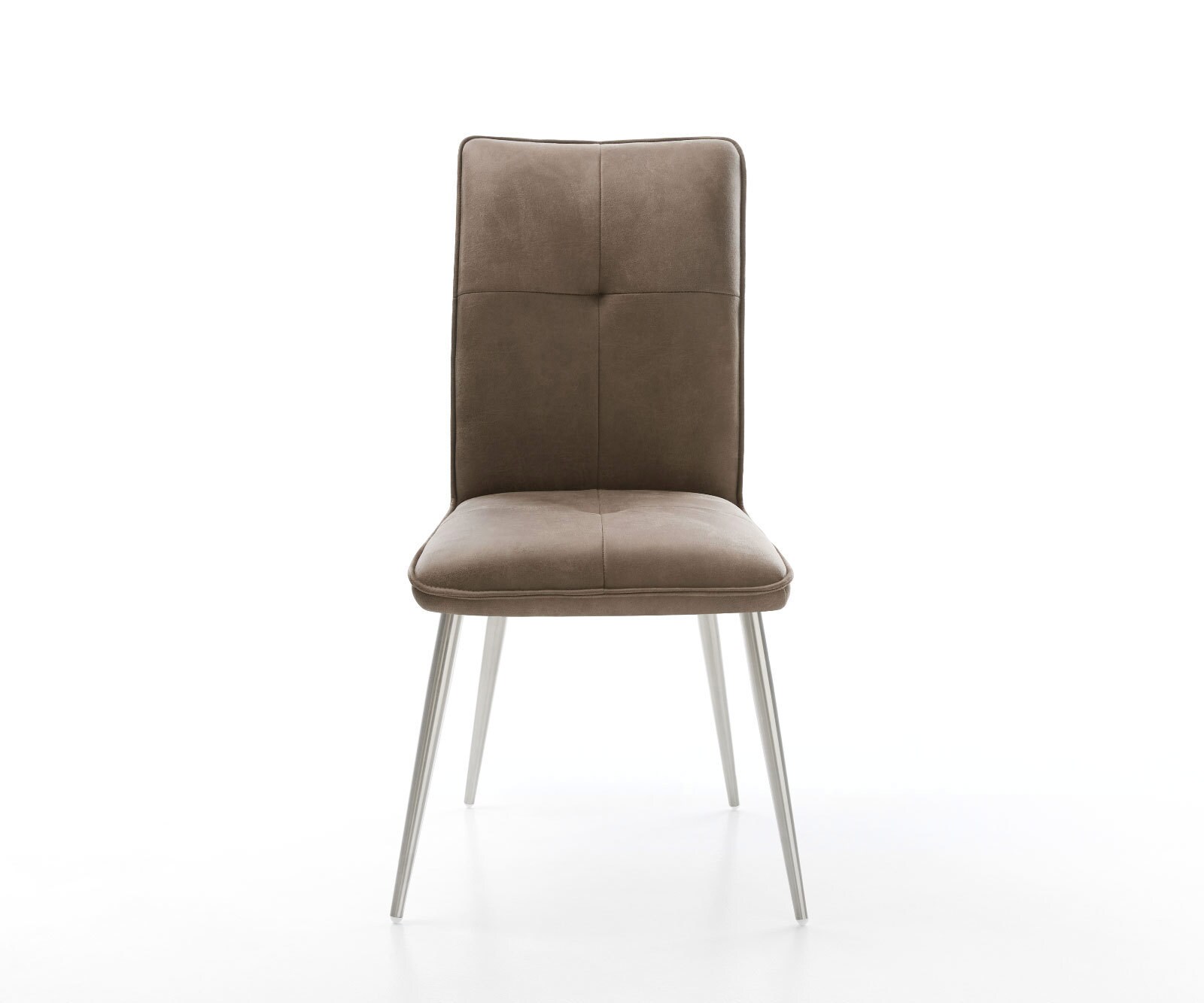 Eetkamerstoel Maddy-Flex microvelours taupe vintage 4-poot conisch roestvrij staal 1 Eetkamerstoel Maddy-Flex microvelours taupe vintage 4-poot conisch roestvrij staal 1