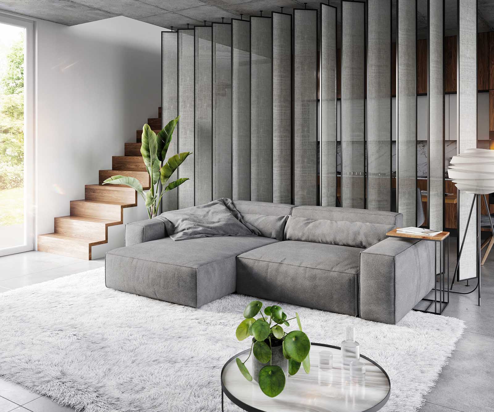 Hoekbank Sirpio XL 270x170 cm microvezel taupe recamiere variabele