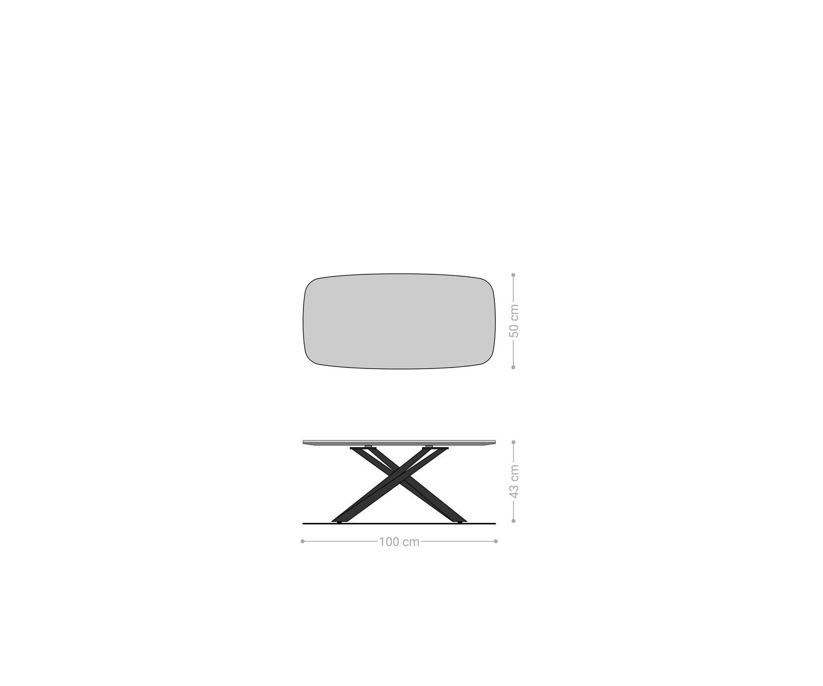 Salontafel Edge Boot 100x50 cm keramiek Laminam® Noir Desir bruin Sarity zwart metaal 7