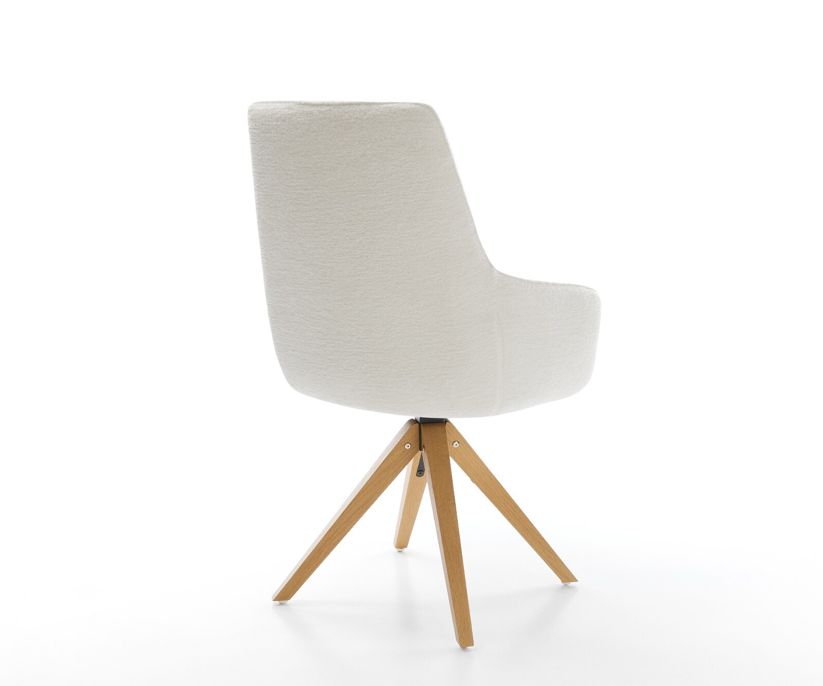 Draaistoel Zelia-Flex met armleuning bouclé zacht beige houten frame hoekig natuur 180° draaibaar pocketveer kern 4