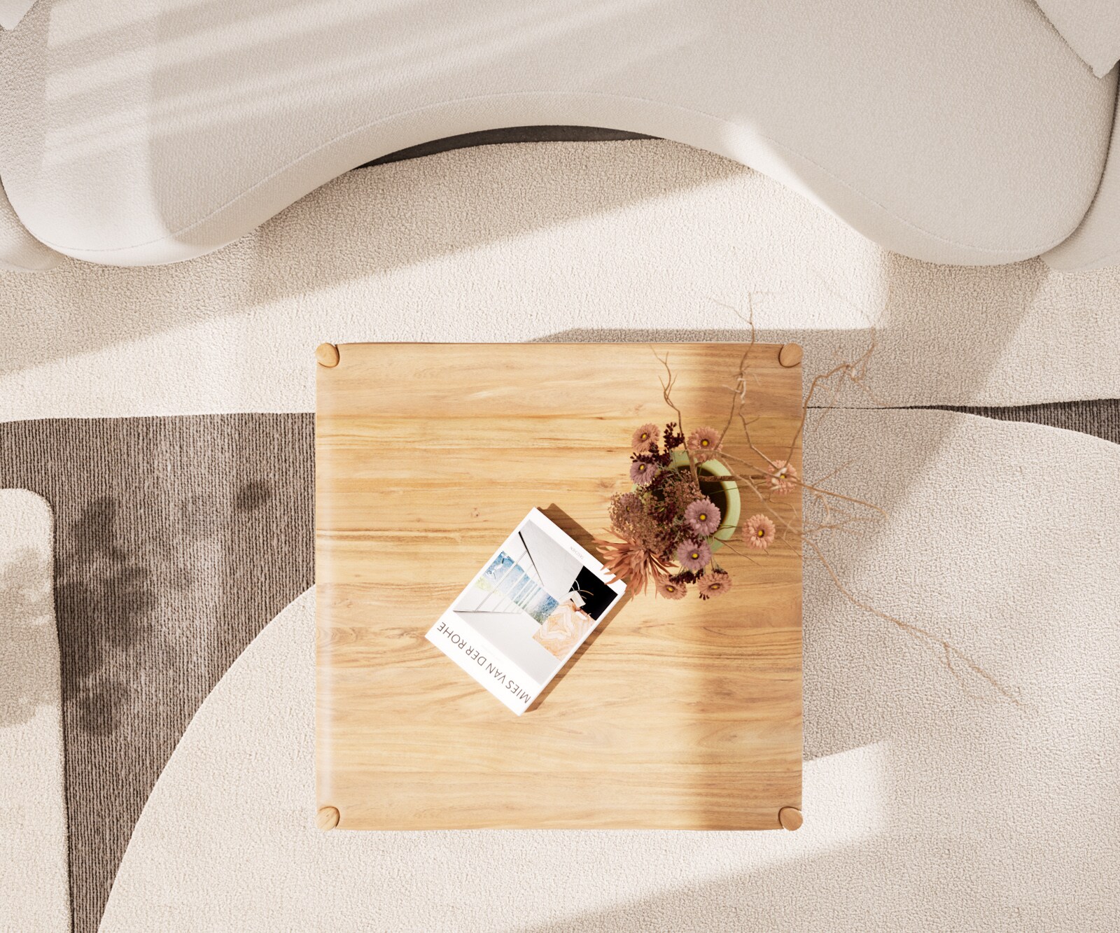 Salontafel Simcha 90x90 cm natuur acacia 1 plank 3