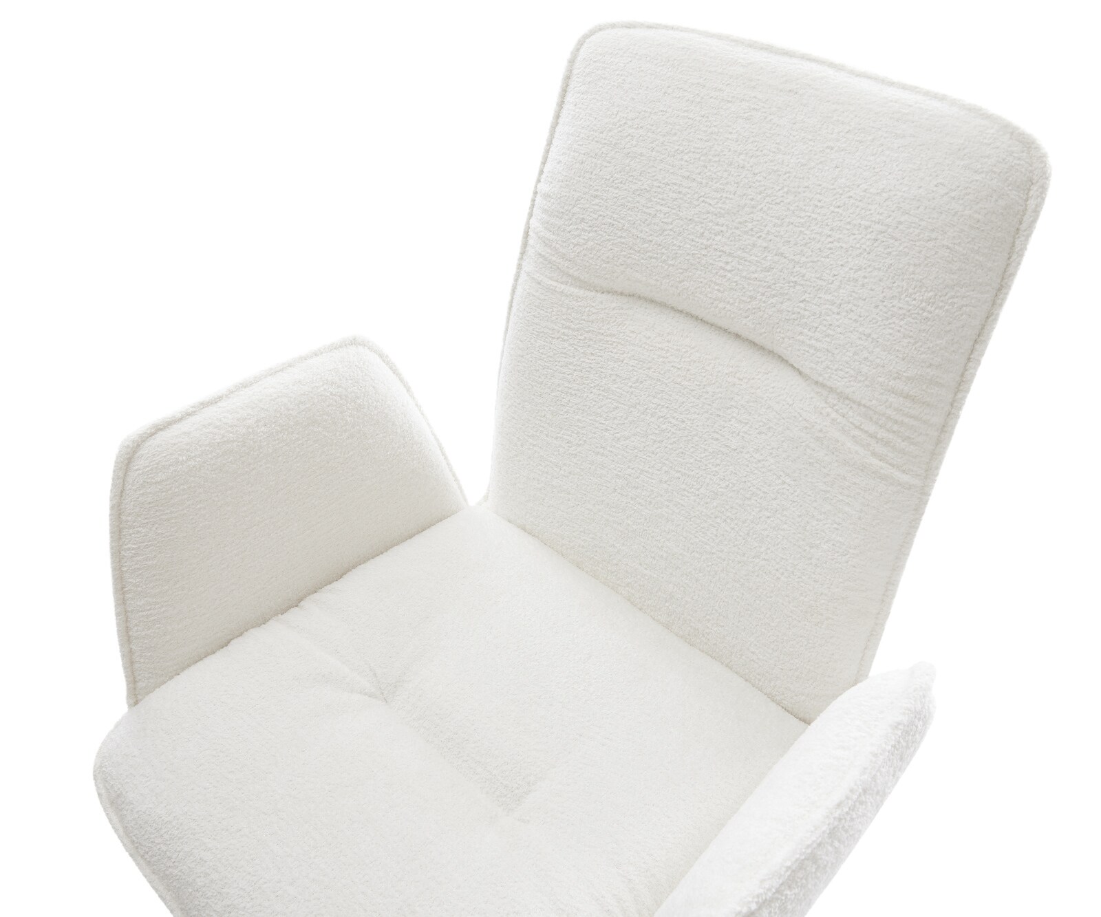 Draaistoel Vinja-Flex bouclé zacht beige kruisframe breed roestvrij staal 360° draaibaar rocker-functie 3