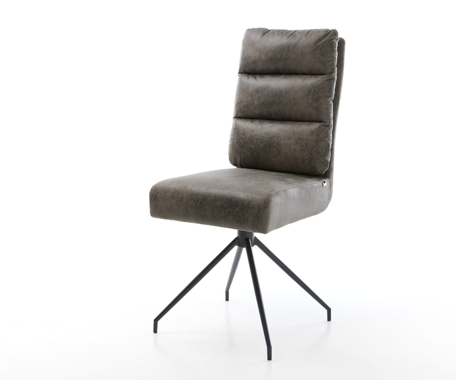 Eetkamerstoel Pela-Flex microvelours grijs antiek kruisframe conisch zwart pocketveer kern