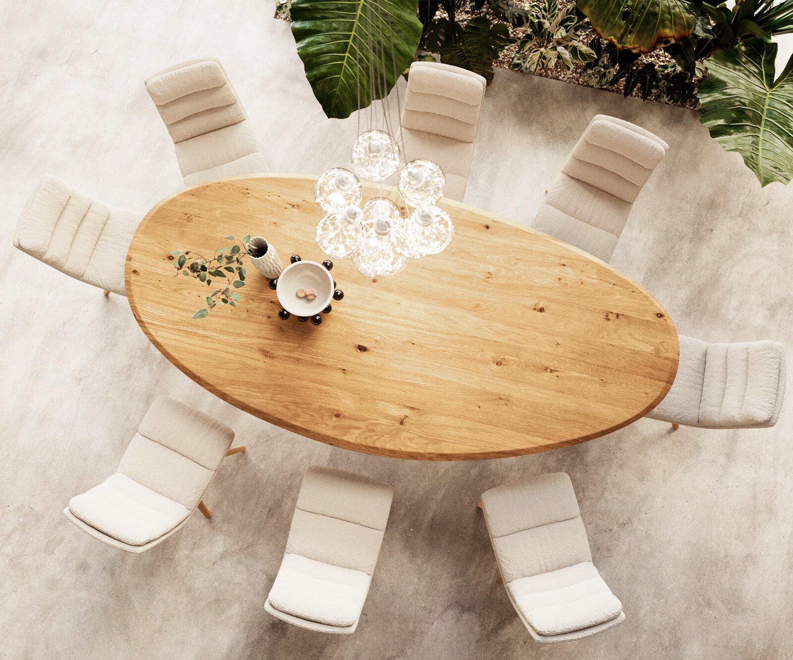 Eettafel Edge Oval 280x130x2,5 eiken natuur Infinity metaal zwart Flow-Edge 2